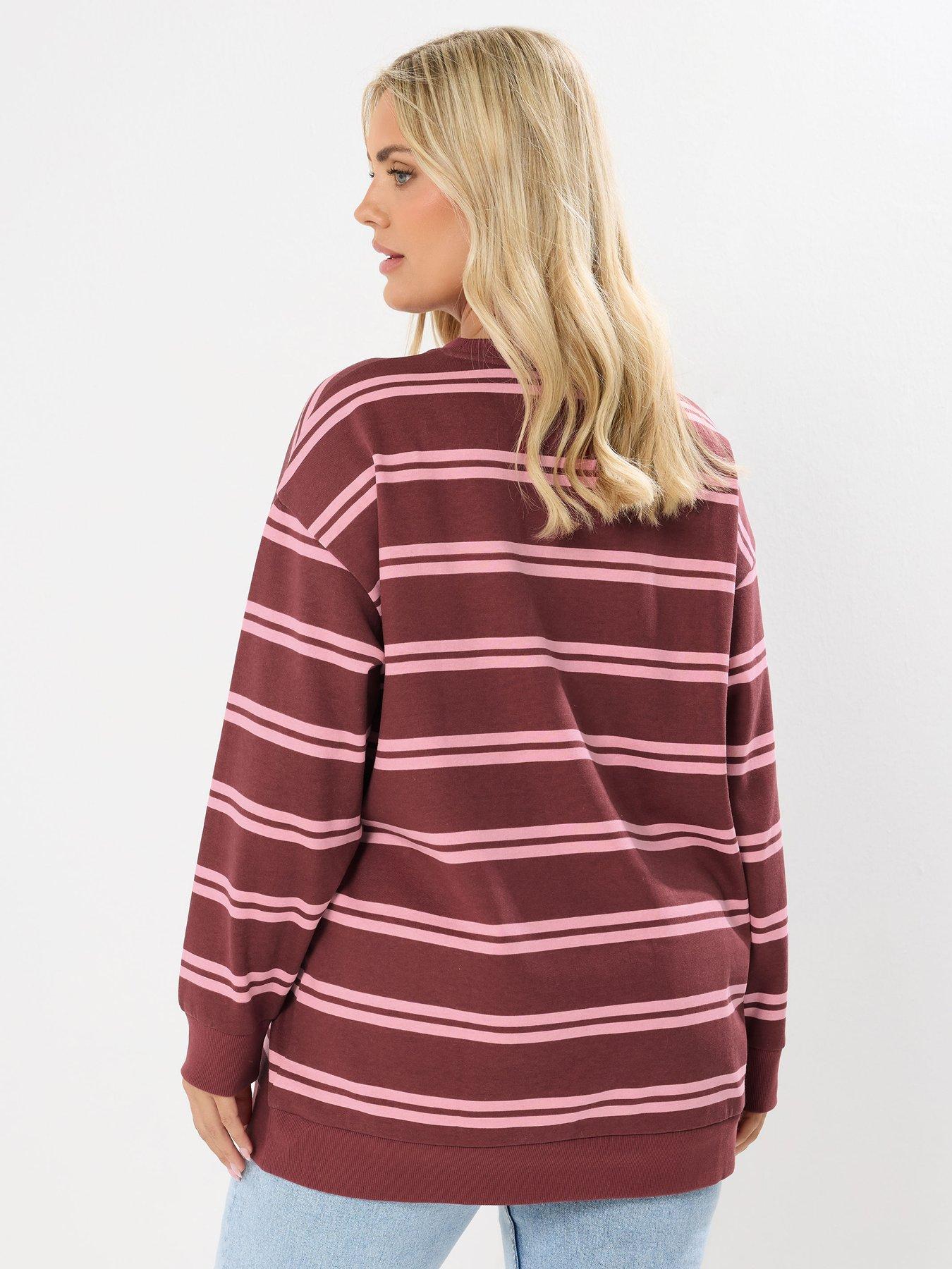 yours-curve-boston-stripe-crew-neck-sweatshirt-redstillFront