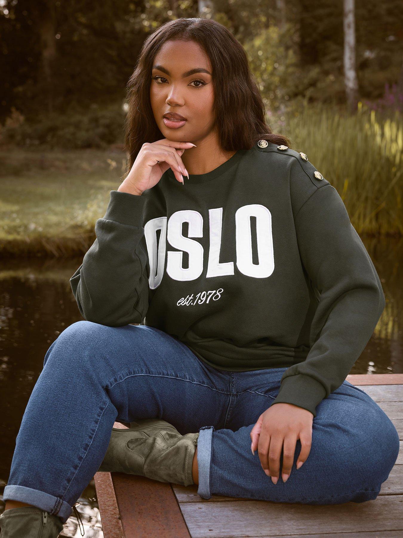 yours-curve-oslo-button-crew-neck-sweatshirt-greenfront