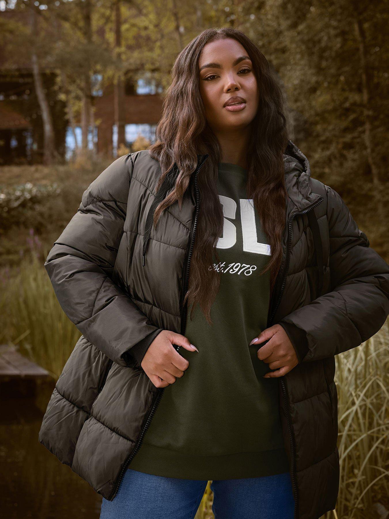 yours-curve-short-sporty-padded-coat-brown