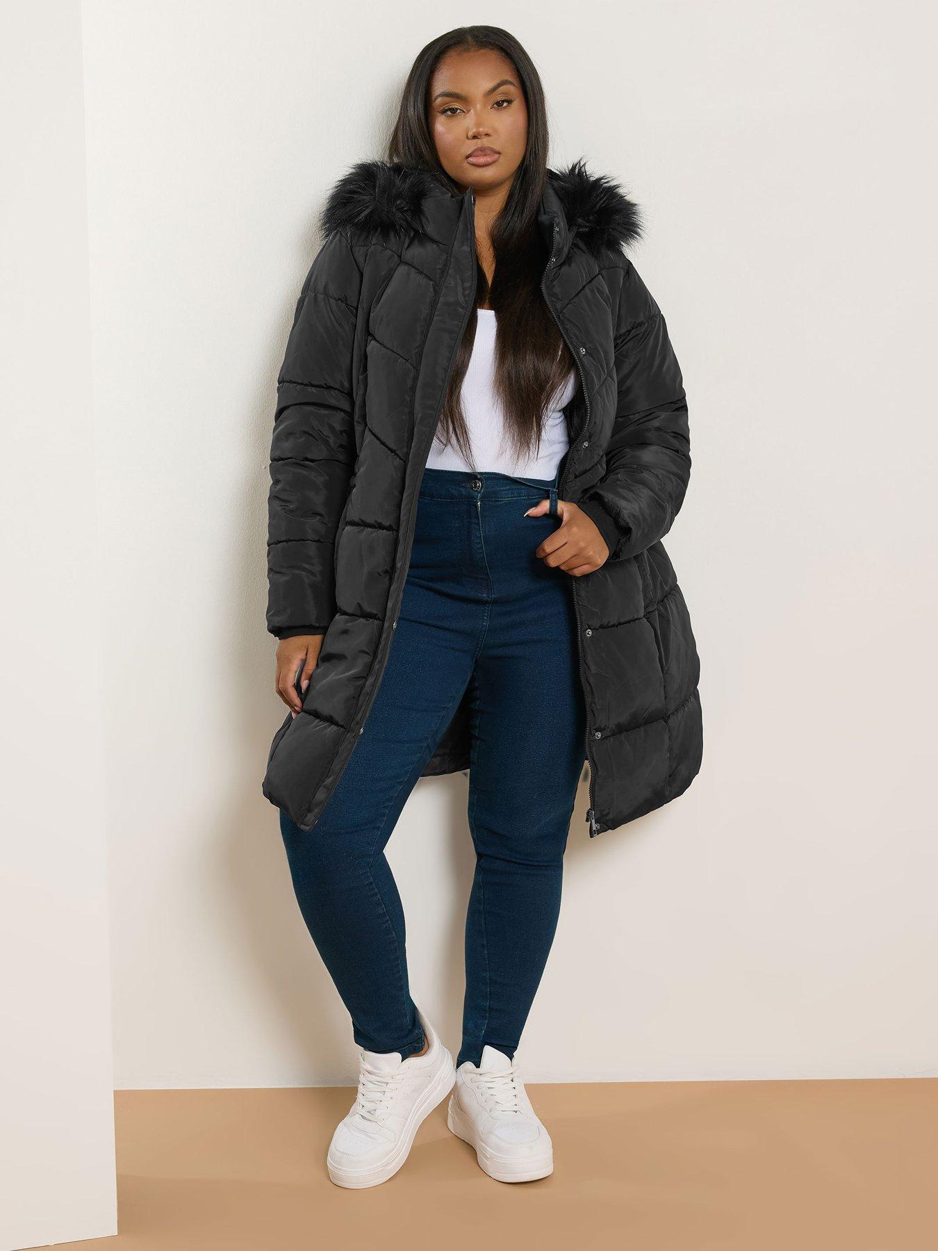 yours-curve-midi-padded-coat-blackback