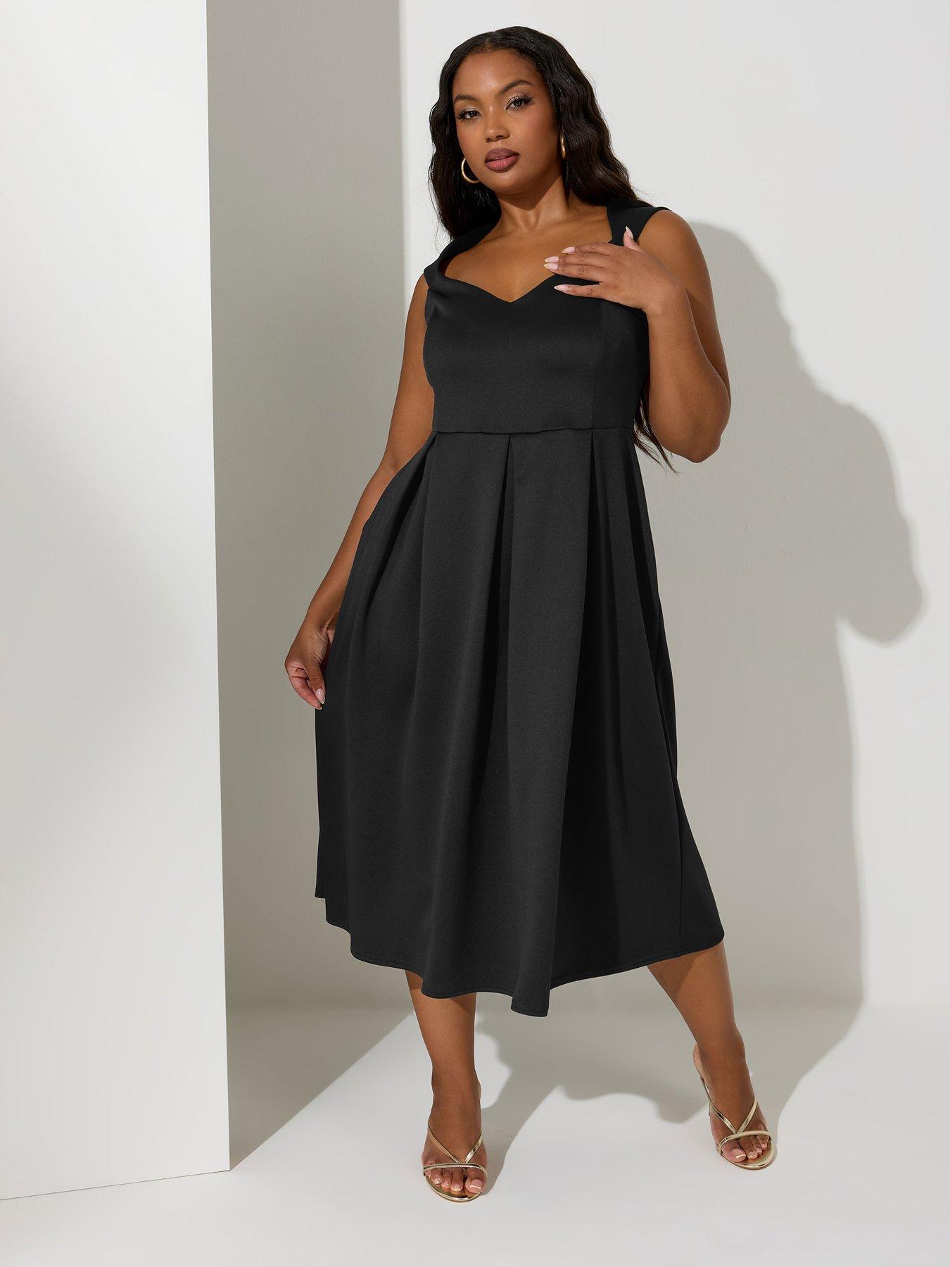 yours-curve-sweetheart-neck-scuba-skater-dress-black