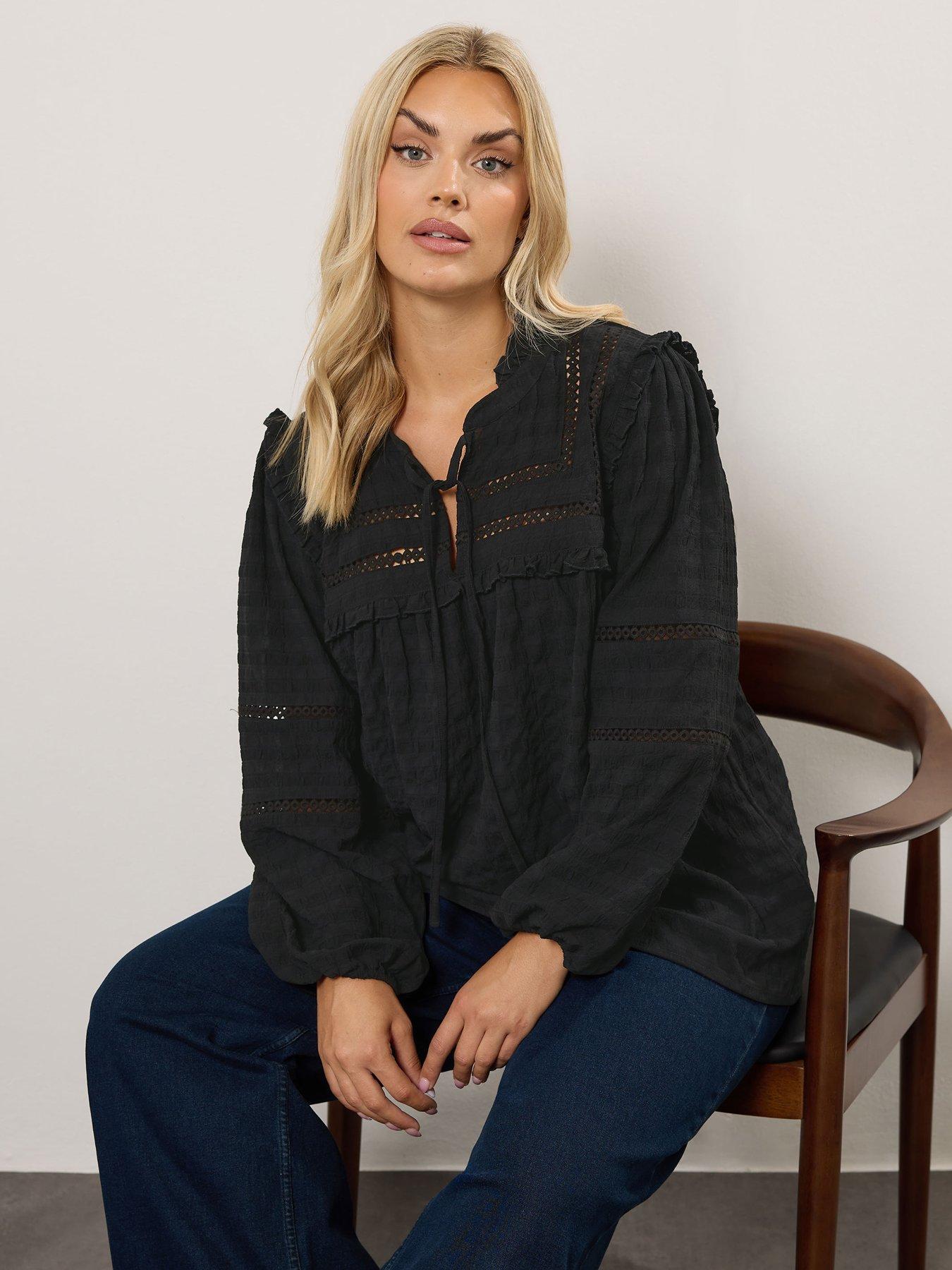 yours-curve-tie-neck-long-sleeve-blouse-blackoutfit