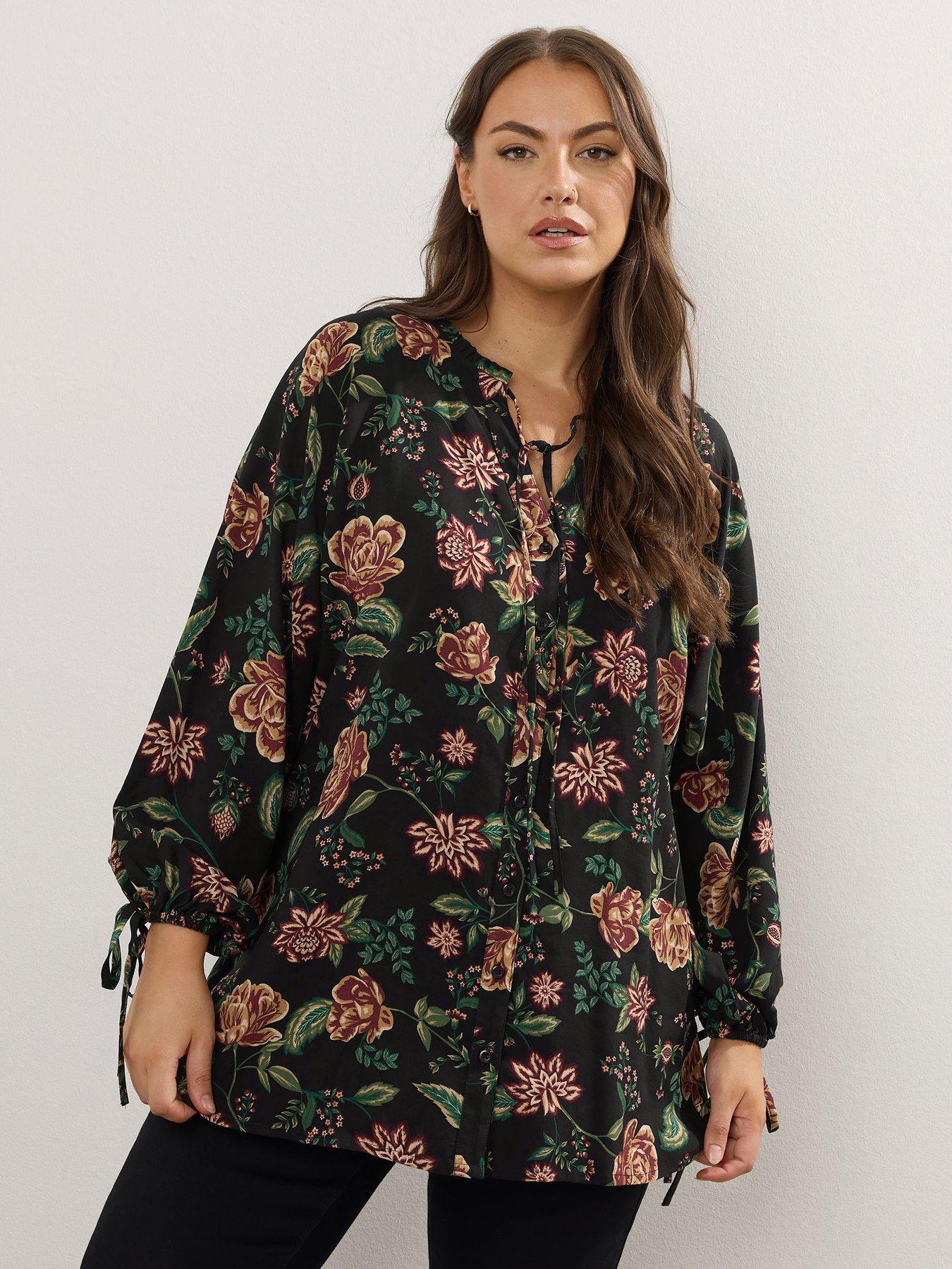 yours-curve-balloon-sleeve-blouse-blackfront