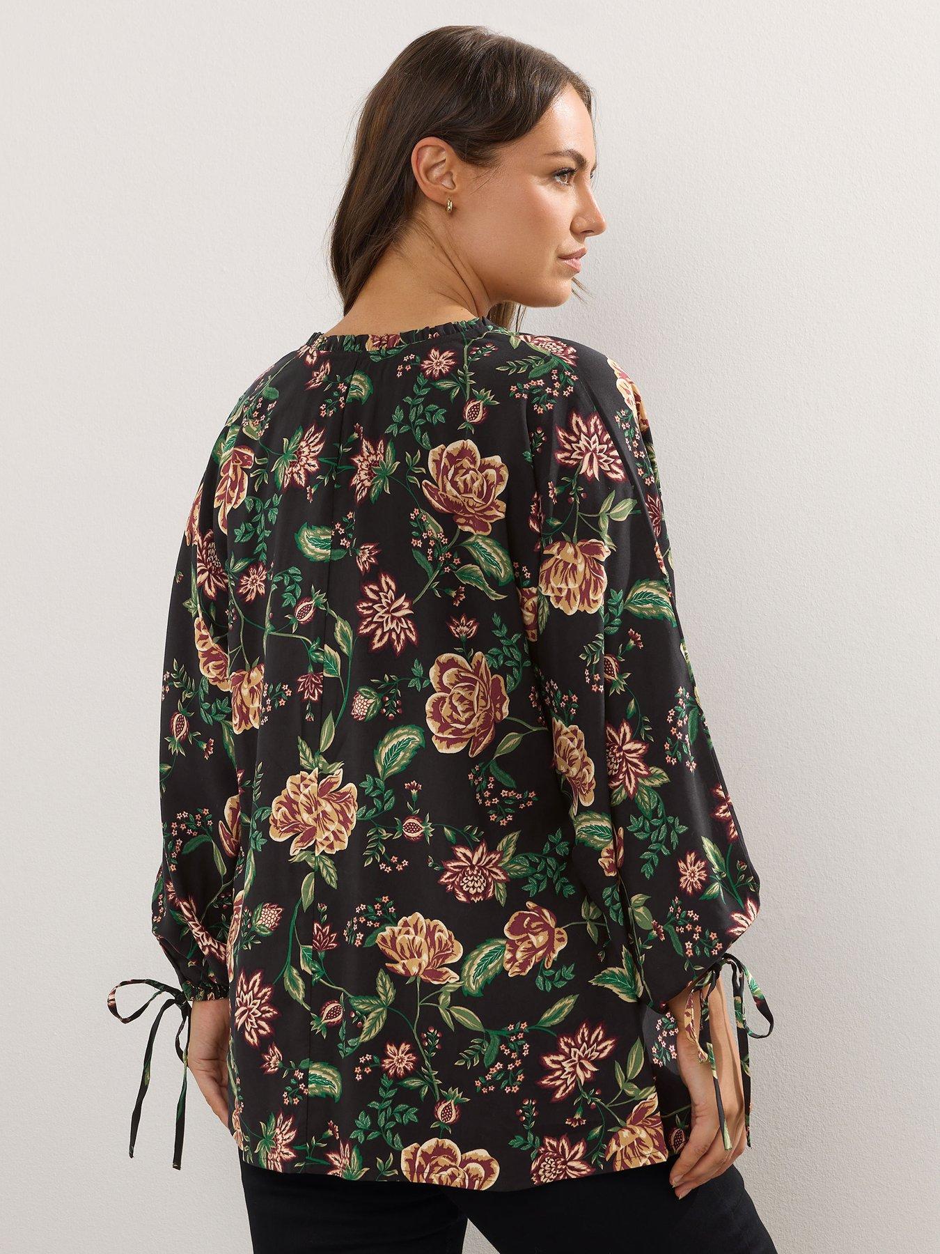 yours-curve-balloon-sleeve-blouse-blackstillFront