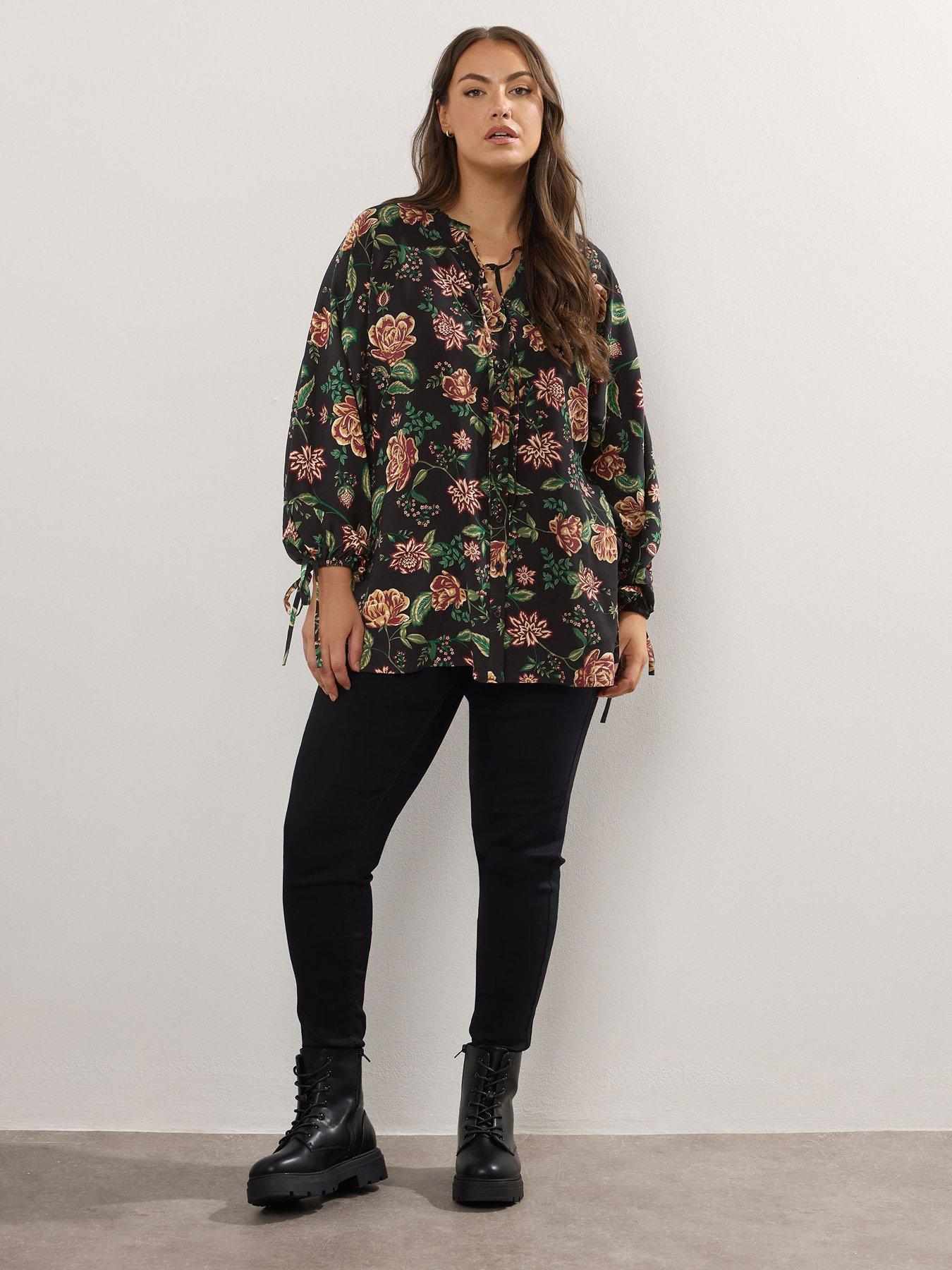 yours-curve-balloon-sleeve-blouse-blackback