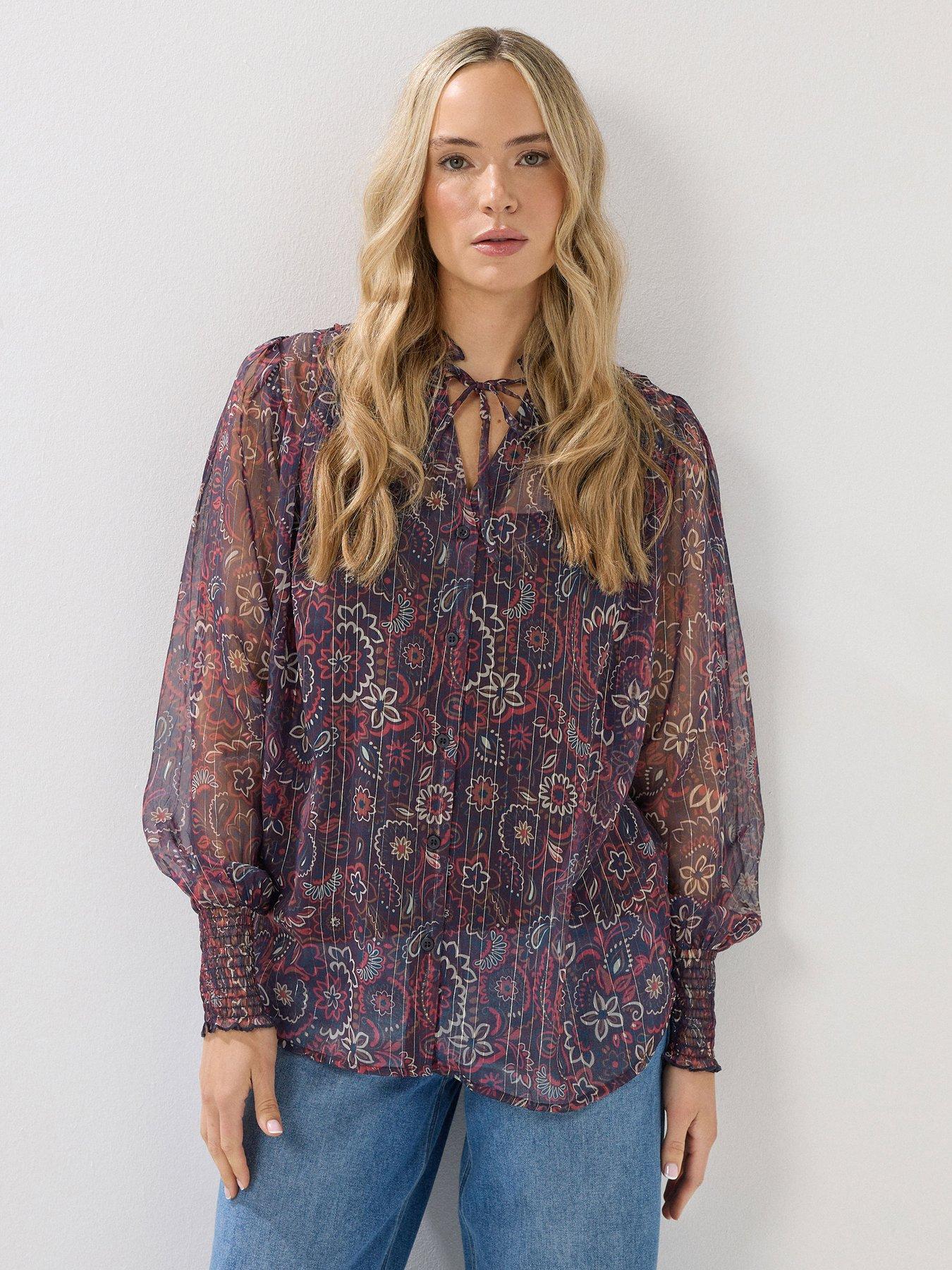 Image 1 of 4 of Long Tall Sally Frill Neck Blouse - Red
