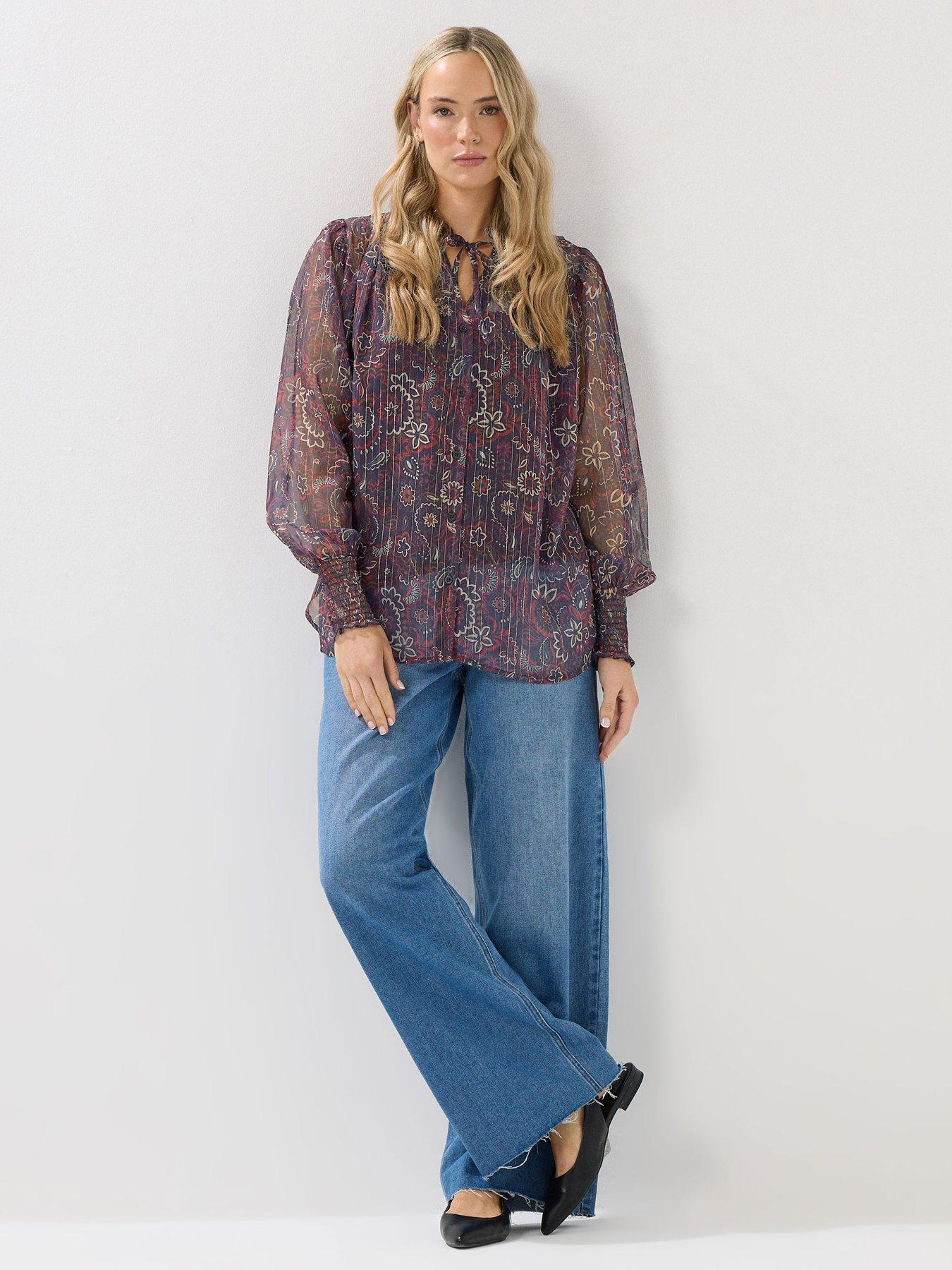 Image 3 of 4 of Long Tall Sally Frill Neck Blouse - Red