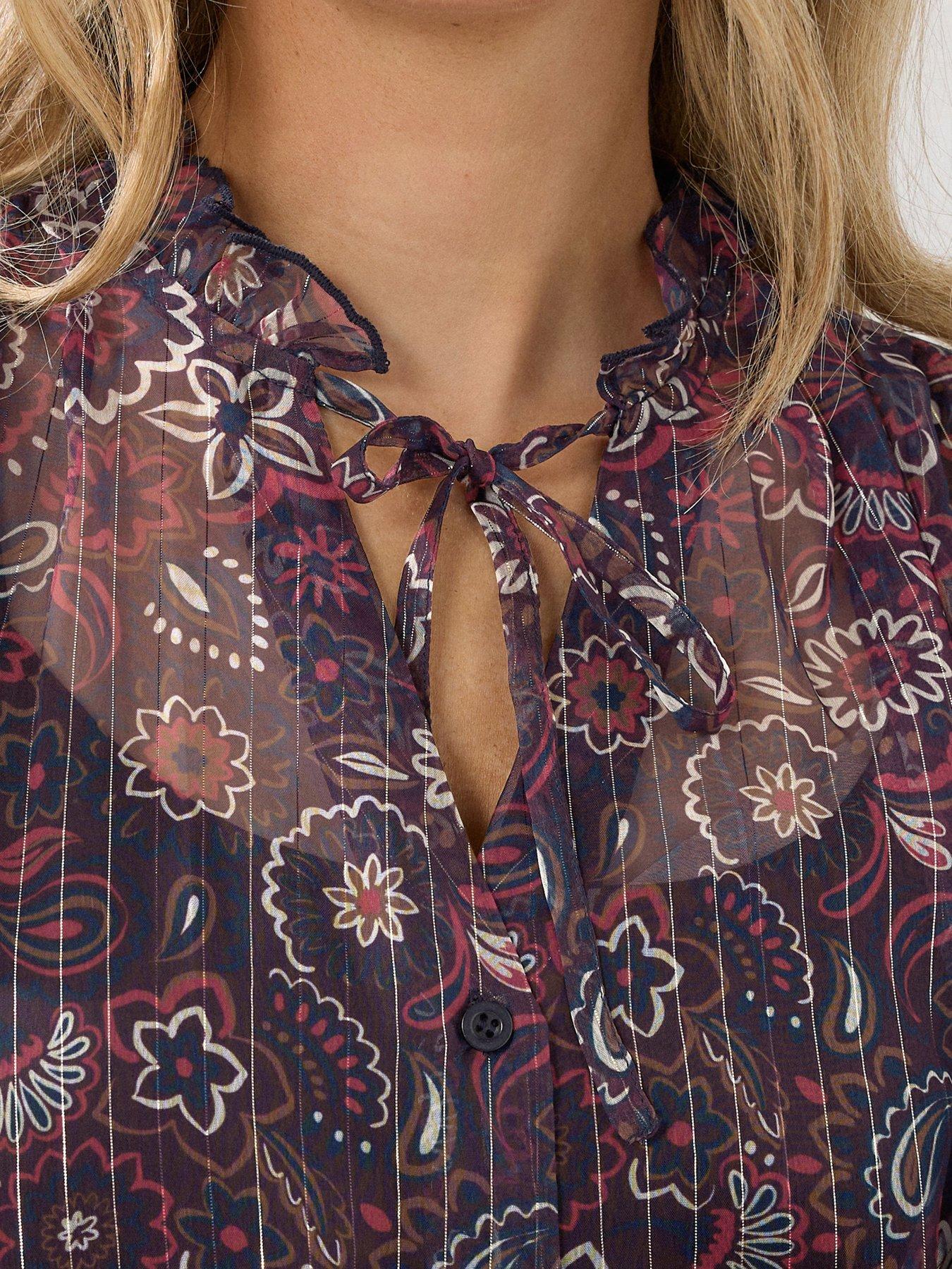 Image 4 of 4 of Long Tall Sally Frill Neck Blouse - Red