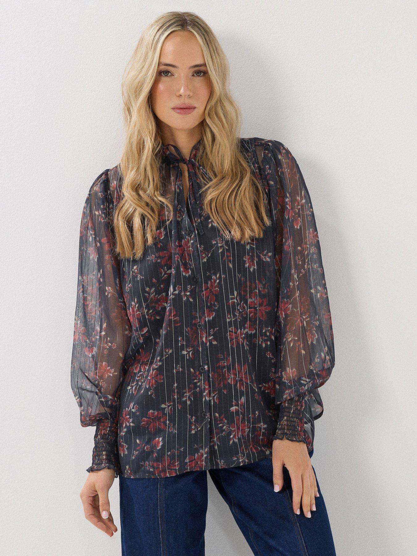 Long Tall Sally Frill Neck Blouse - Blue