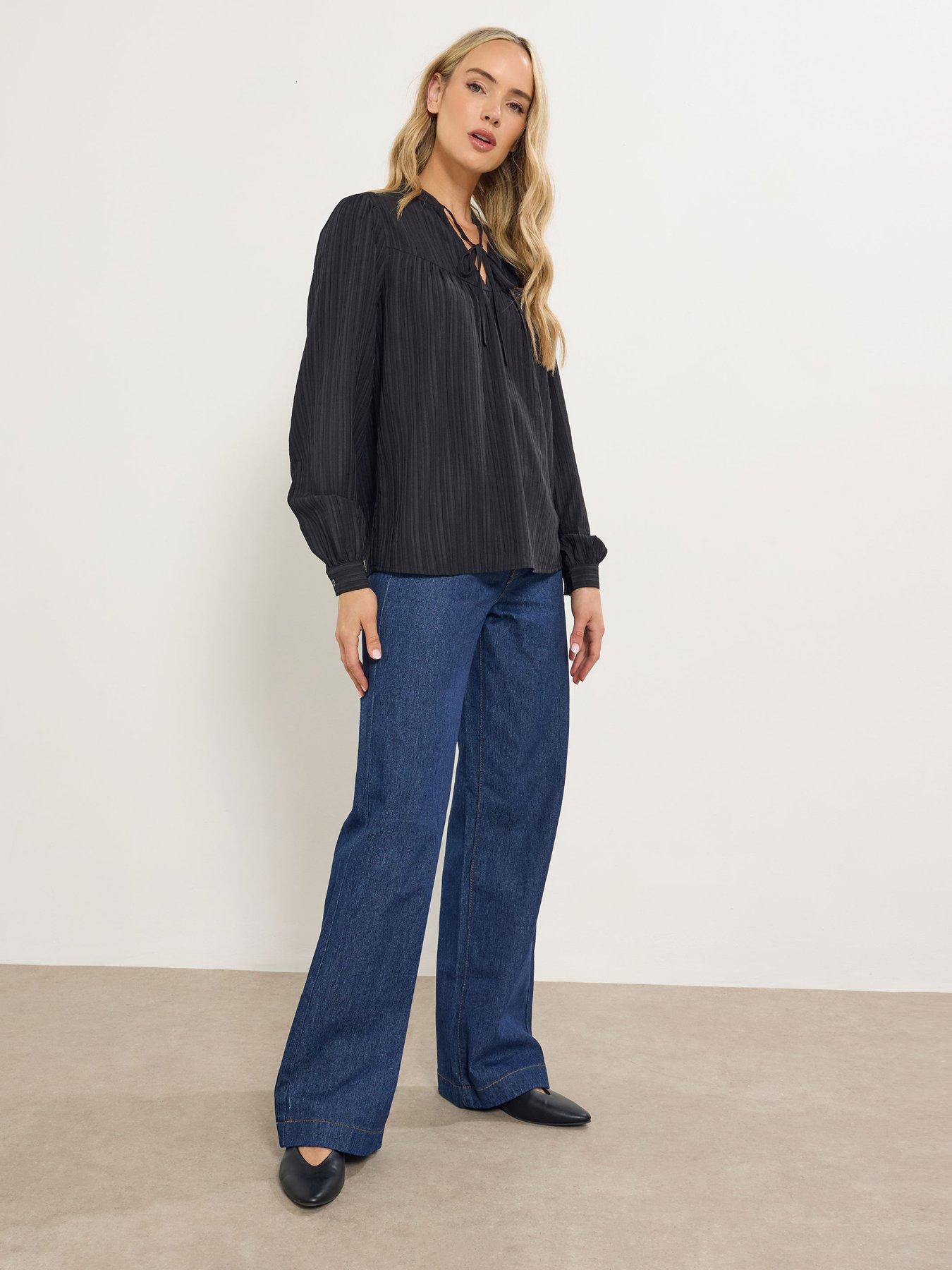 long-tall-sally-textured-tie-neck-top-blackback
