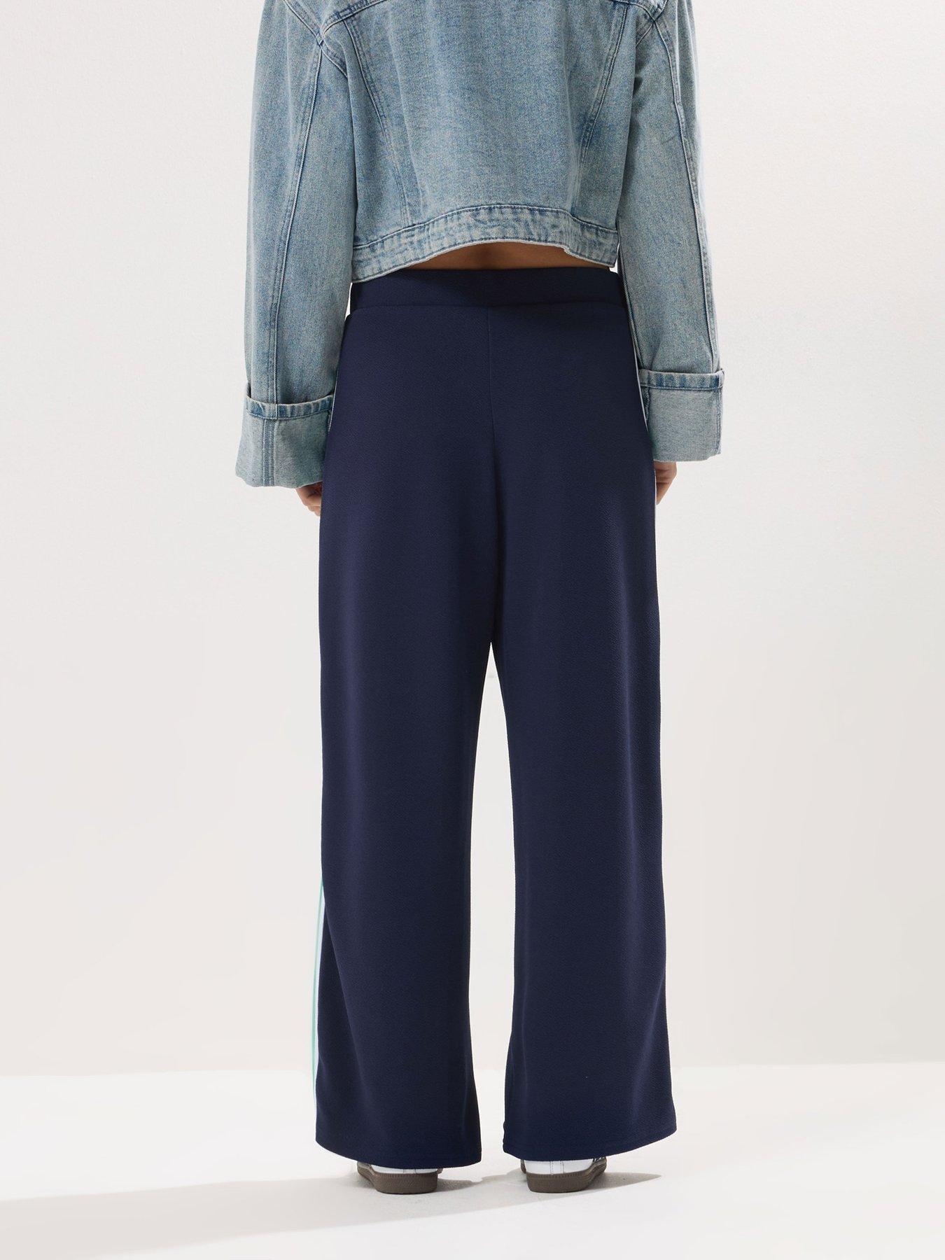 Image 2 of 4 of PixieGirl Petite Side Stripe Tape Wide Leg Trouser - Blue