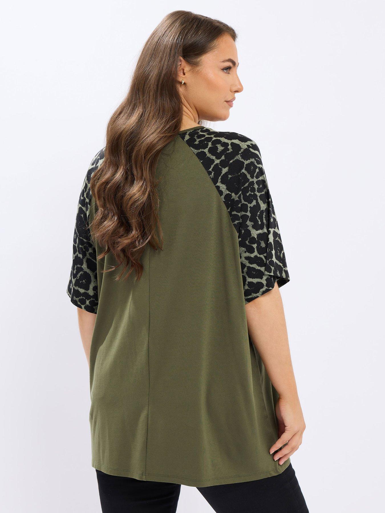 yours-curve-animal-sleeve-t-shirt-greenstillFront