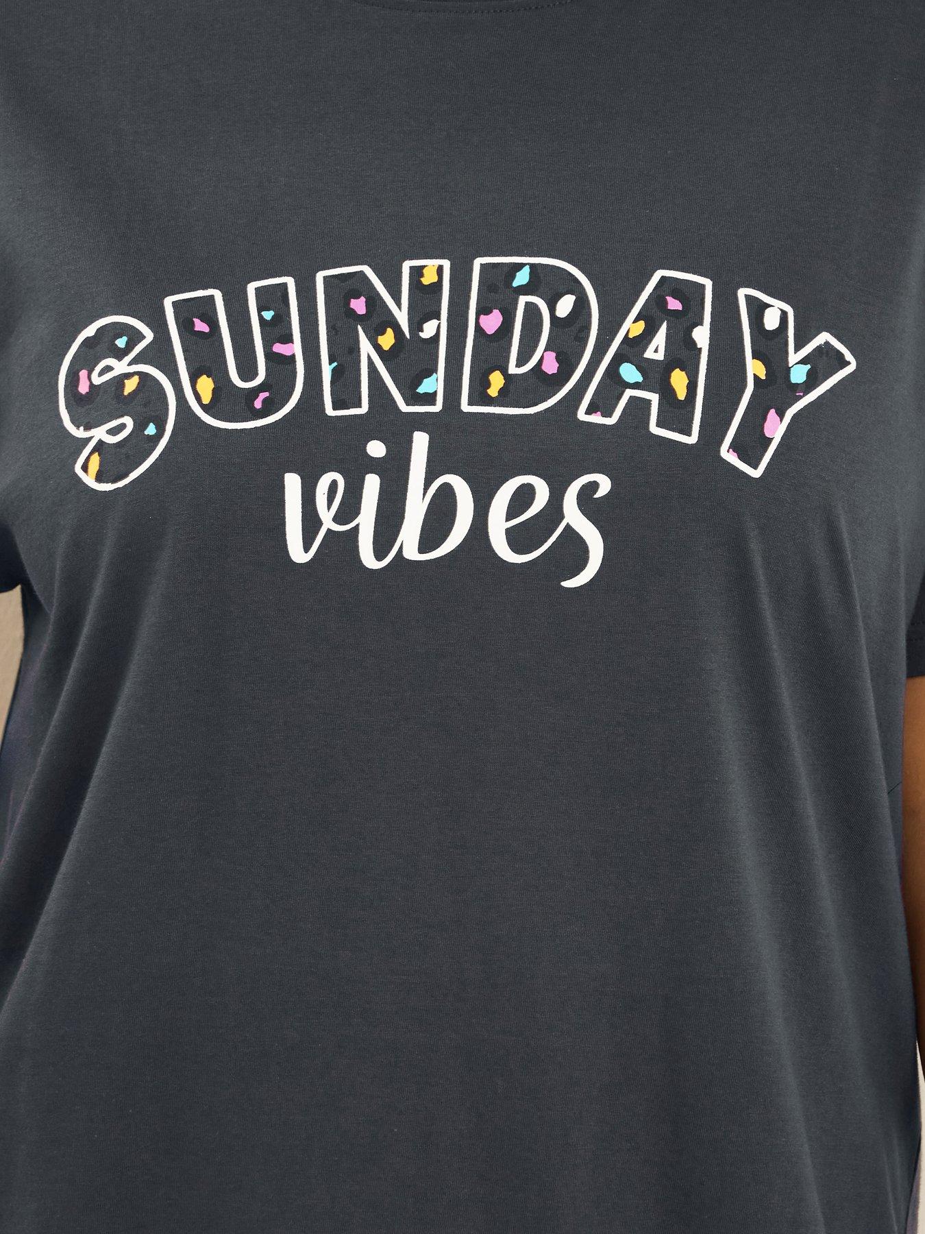 Image 4 of 4 of Yours Curve Sunday Vibes Wide Leg Pj Set - Blue