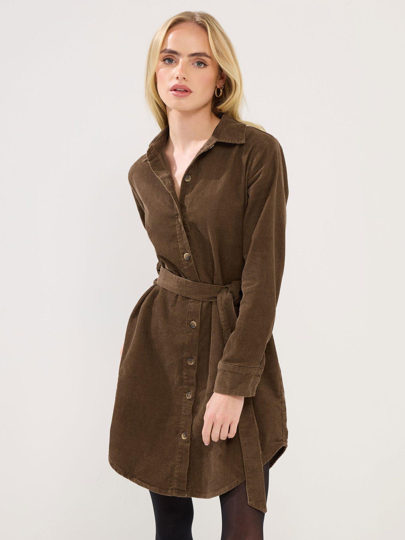 pixiegirl-petite-cord-shirt-dress-brownfront