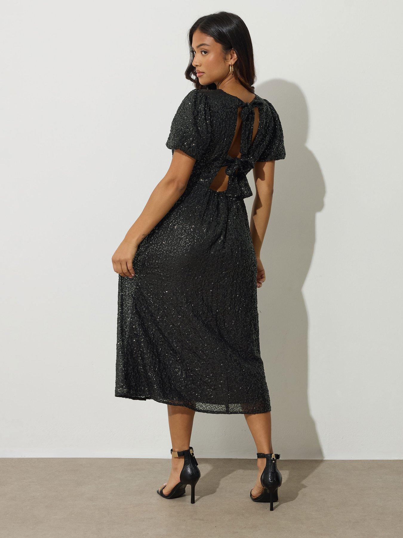 pixiegirl-petite-tie-back-sequin-midi-dress-blackstillFront