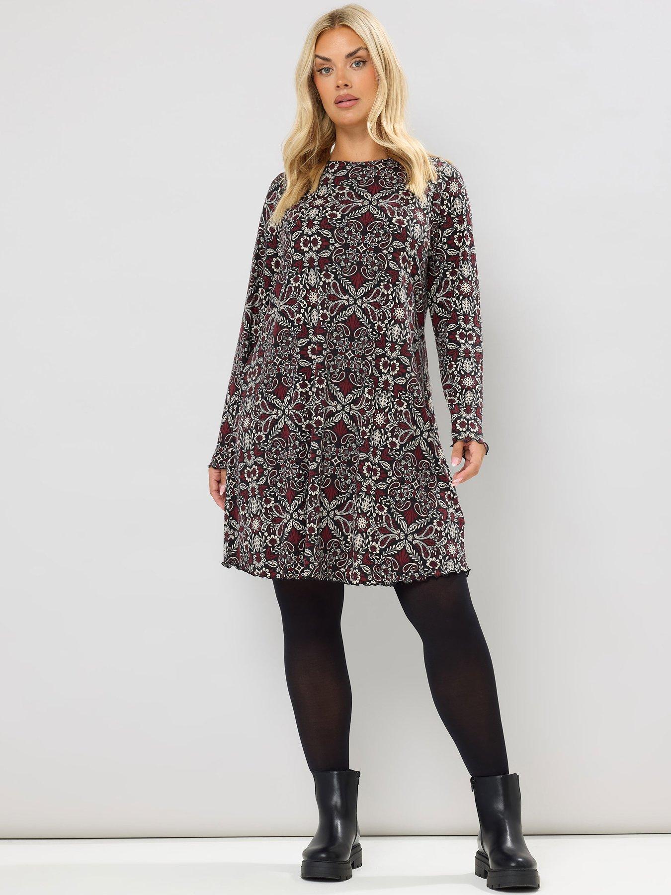 yours-curve-printed-ribbed-tunic-brownback