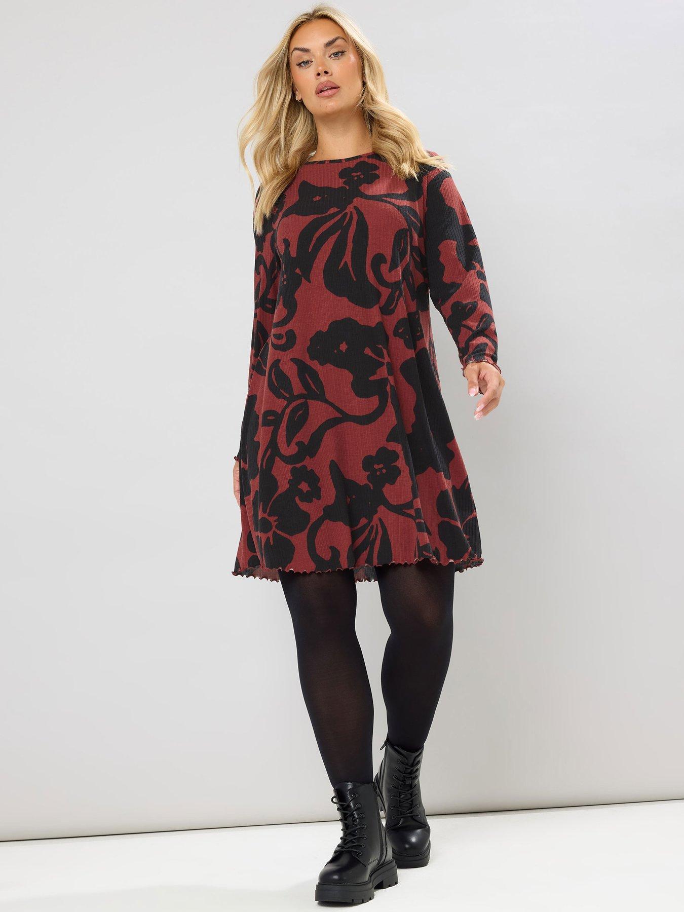 yours-curve-printed-ribbed-tunic-redback