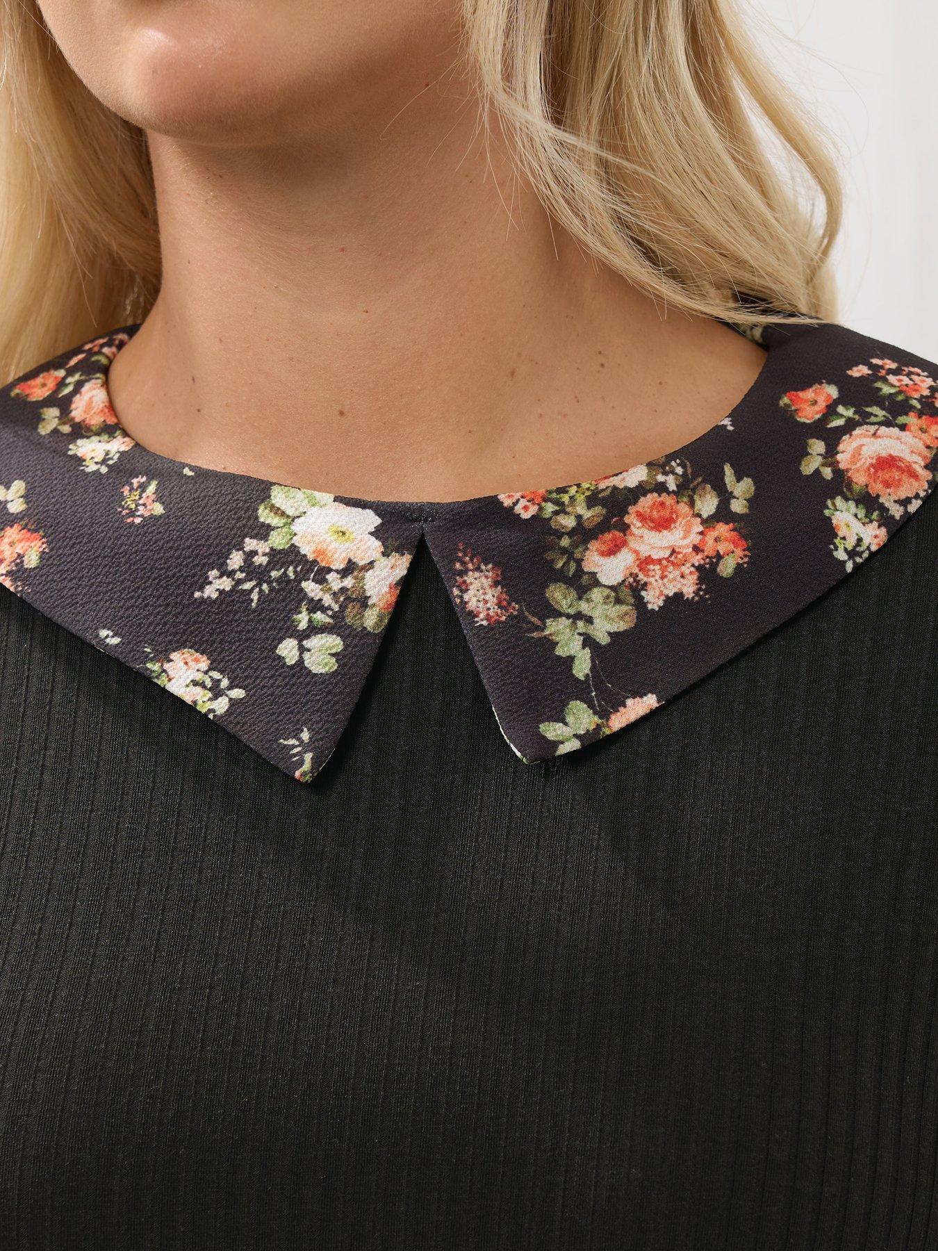 yours-curve-collar-rib-balloon-sleeve-top-blackoutfit