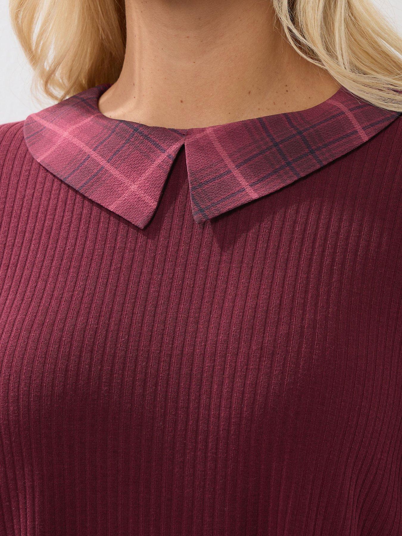 yours-curve-collar-rib-balloon-sleeve-top-redoutfit