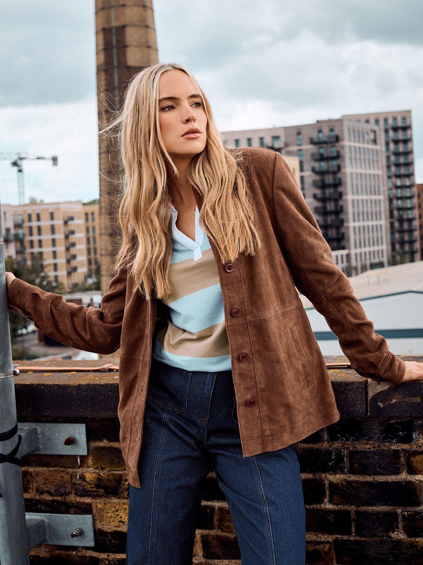 Long Tall Sally Premium Suede Jacket - Brown