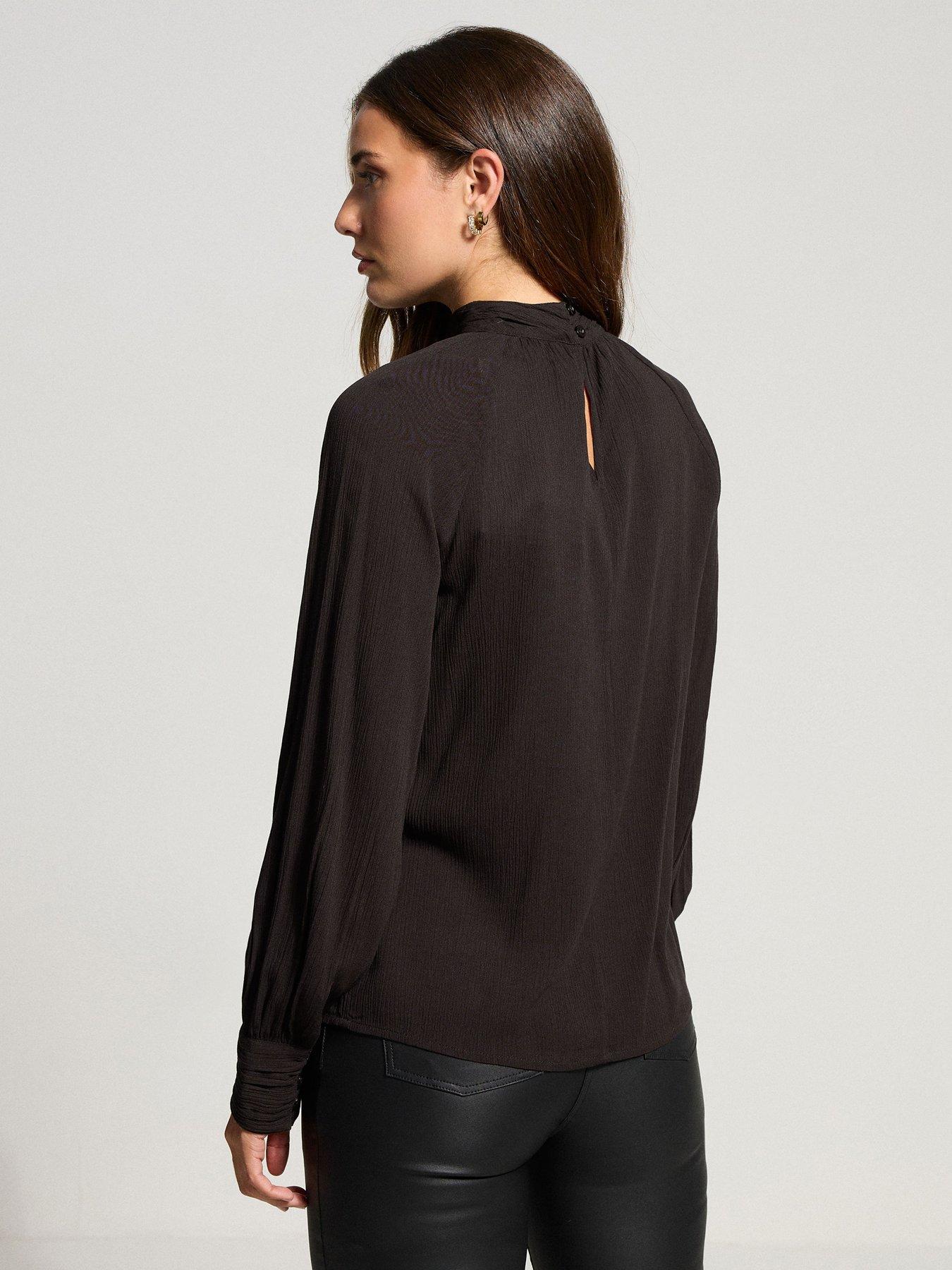 long-tall-sally-high-neck-crinkle-blouse-brownstillFront