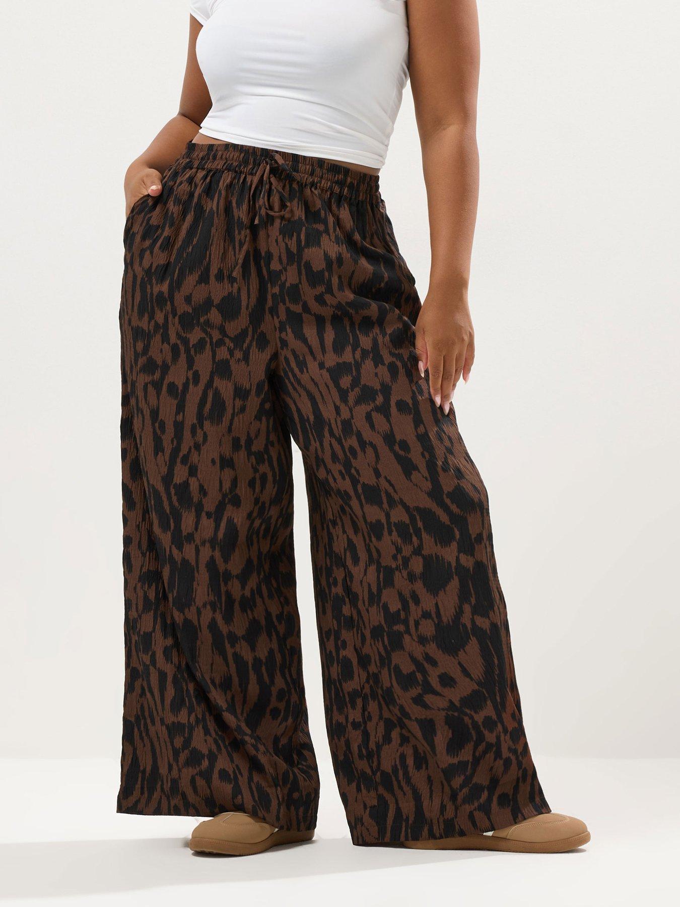Yours Curve Wide Leg Trouser - Brown