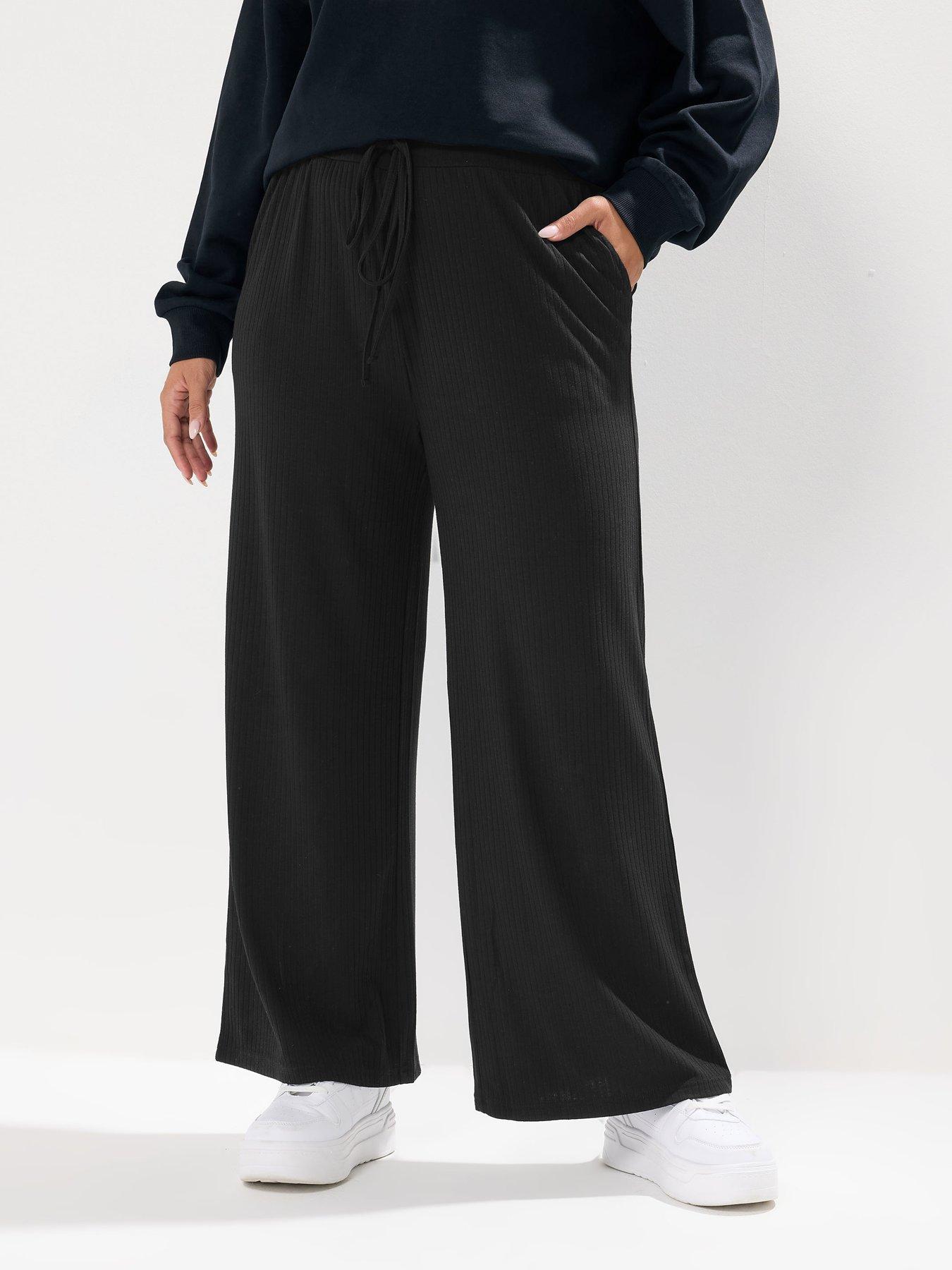 yours-curve-wide-leg-ribbed-pull-on-trouser-black