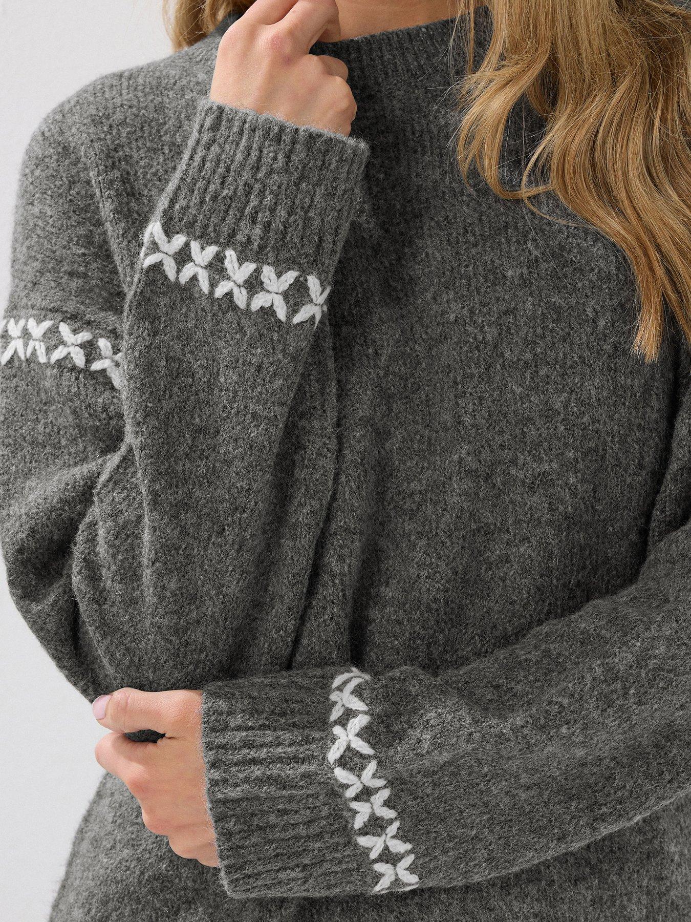 Image 4 of 4 of Long Tall Sally Cross Stitch Jumper - Grey