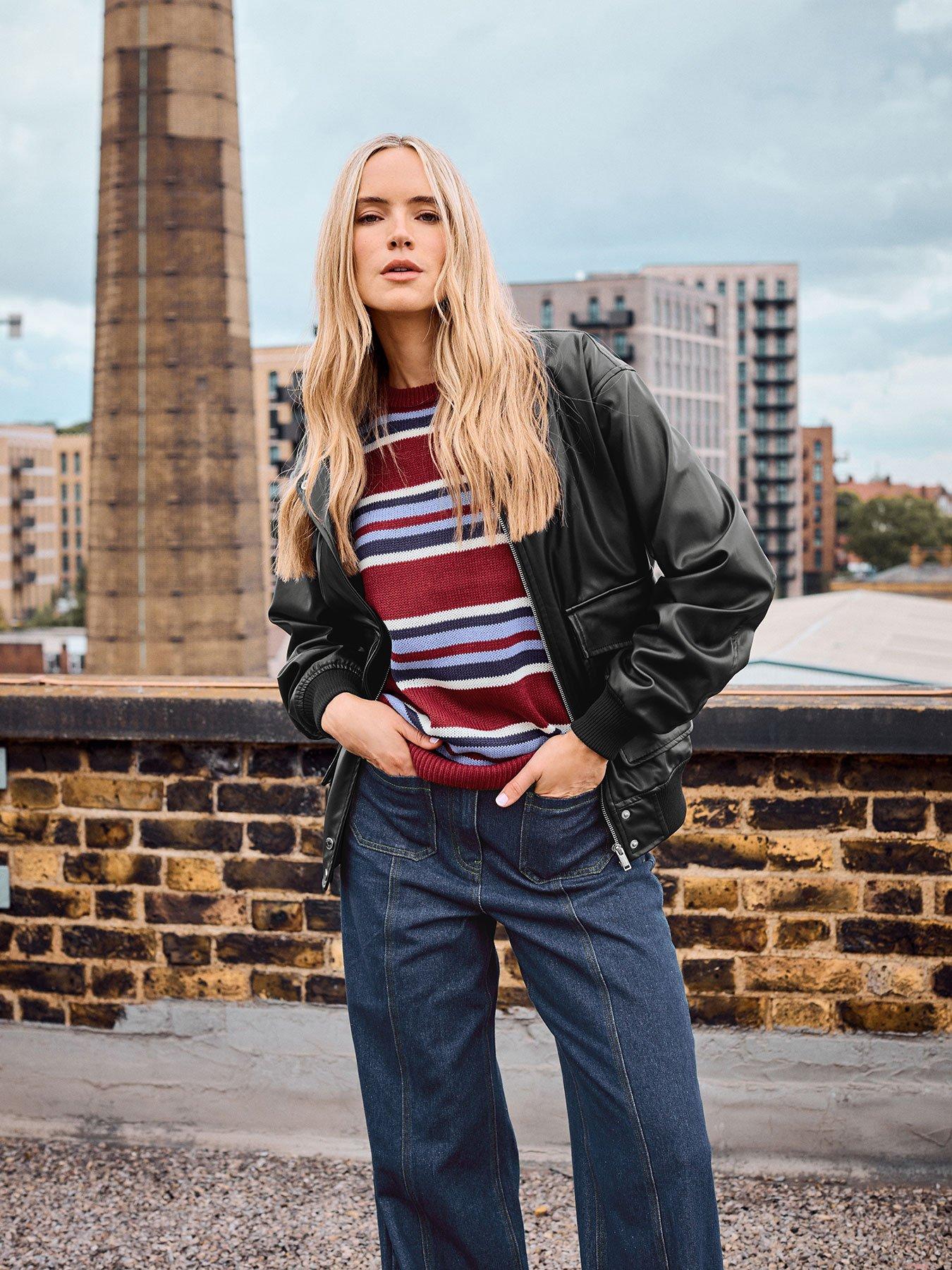 Long Tall Sally Faux Leather Trucker Jacket - Black