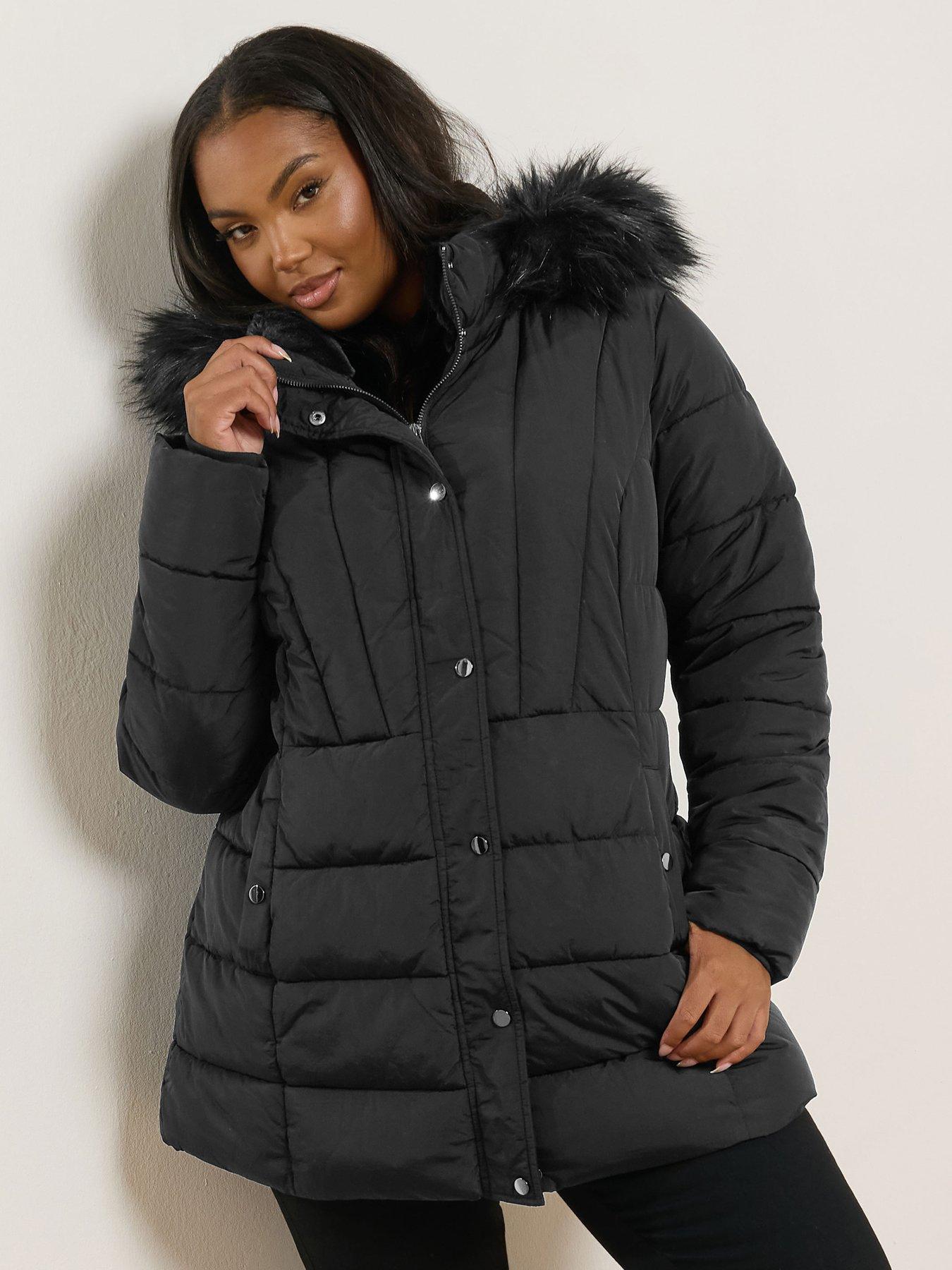 yours-curve-short-padded-coat-black