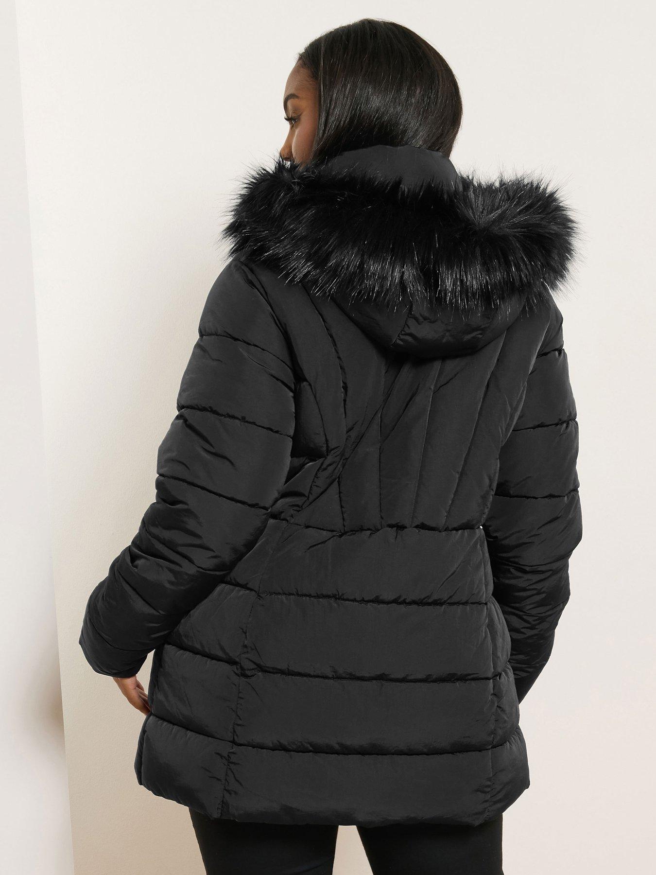 Image 2 of 4 of Yours Curve Short Padded Coat - Black