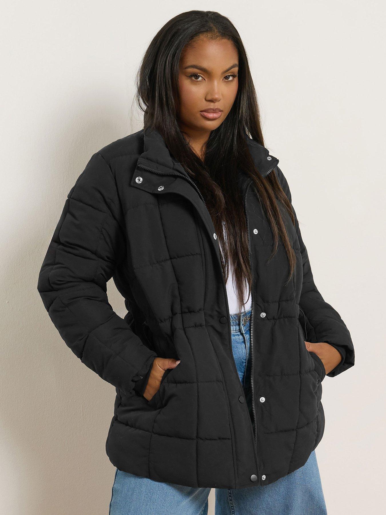 yours-curve-short-boxy-coat-blackfront