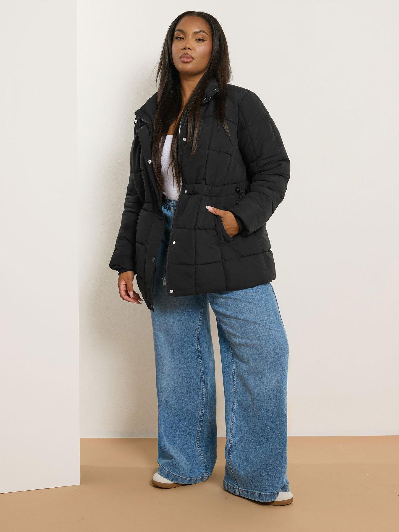 yours-curve-short-boxy-coat-blackback