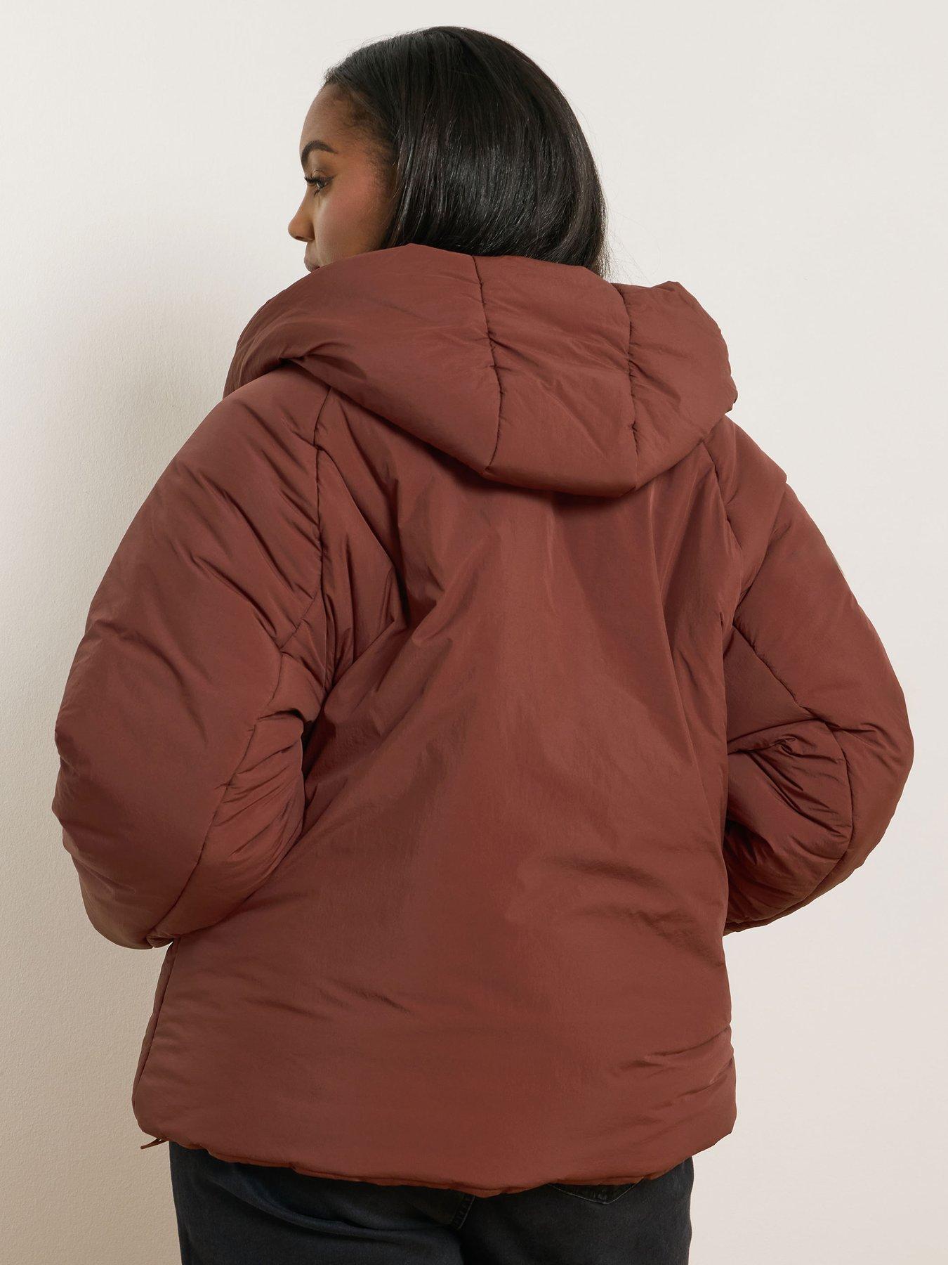 Image 2 of 4 of Yours Curve Unquilted Padded Coat - Red