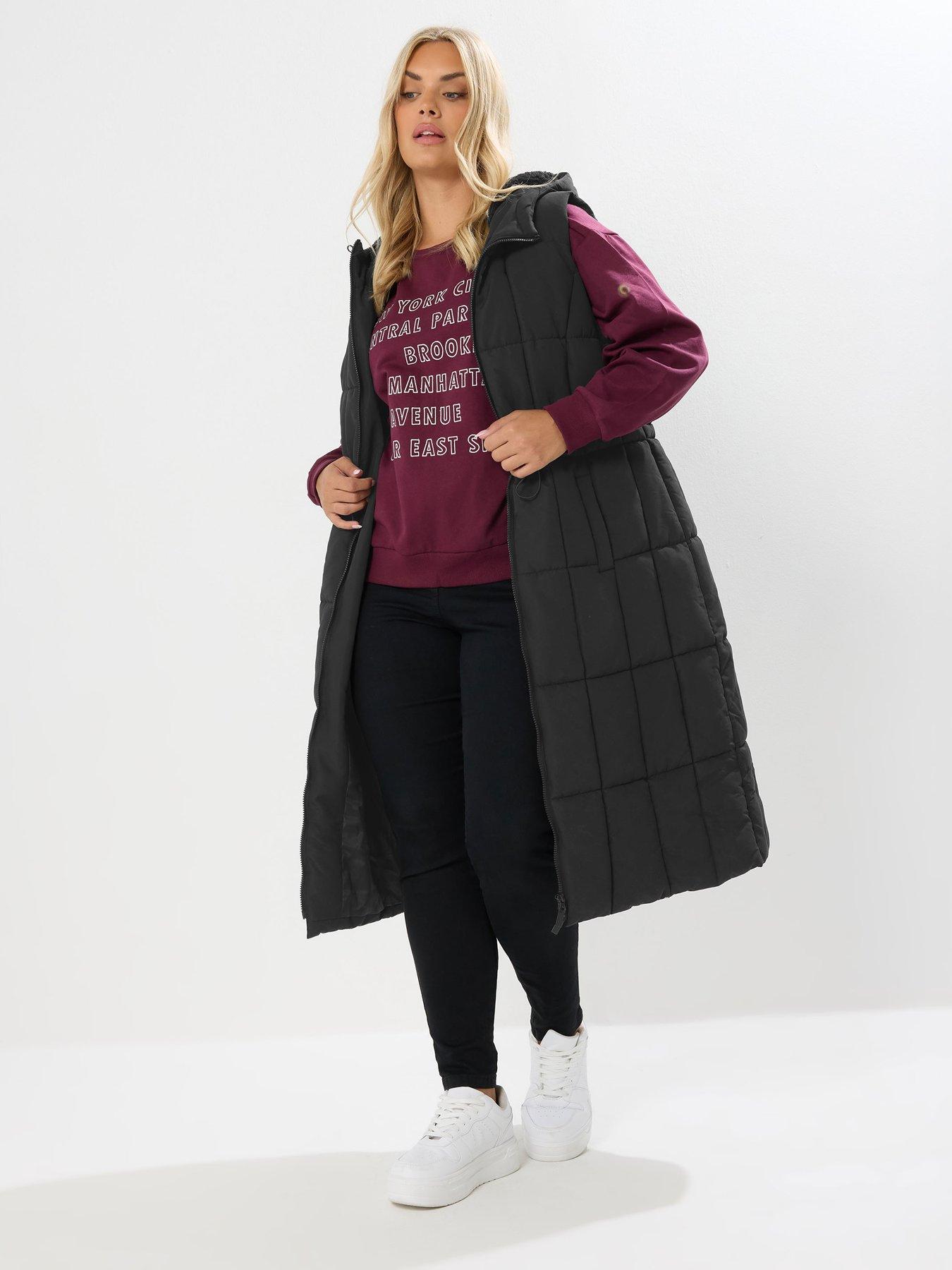 Yours Curve Midi Gilet - Black