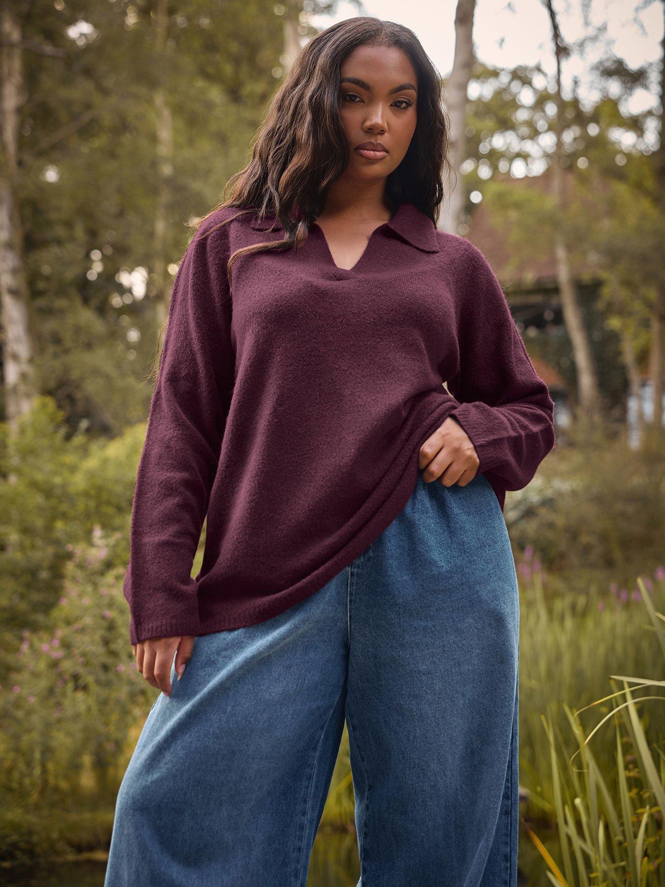 yours-curve-collar-v-neck-jumper-purple