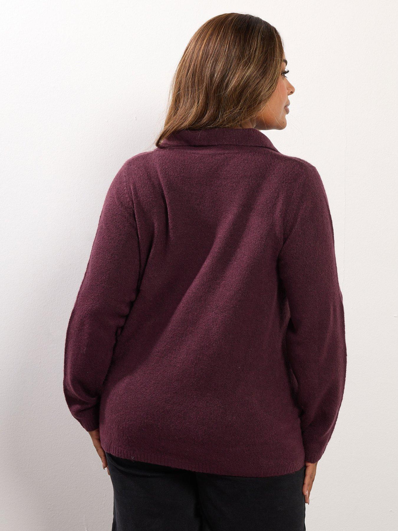 yours-curve-collar-v-neck-jumper-purplestillFront