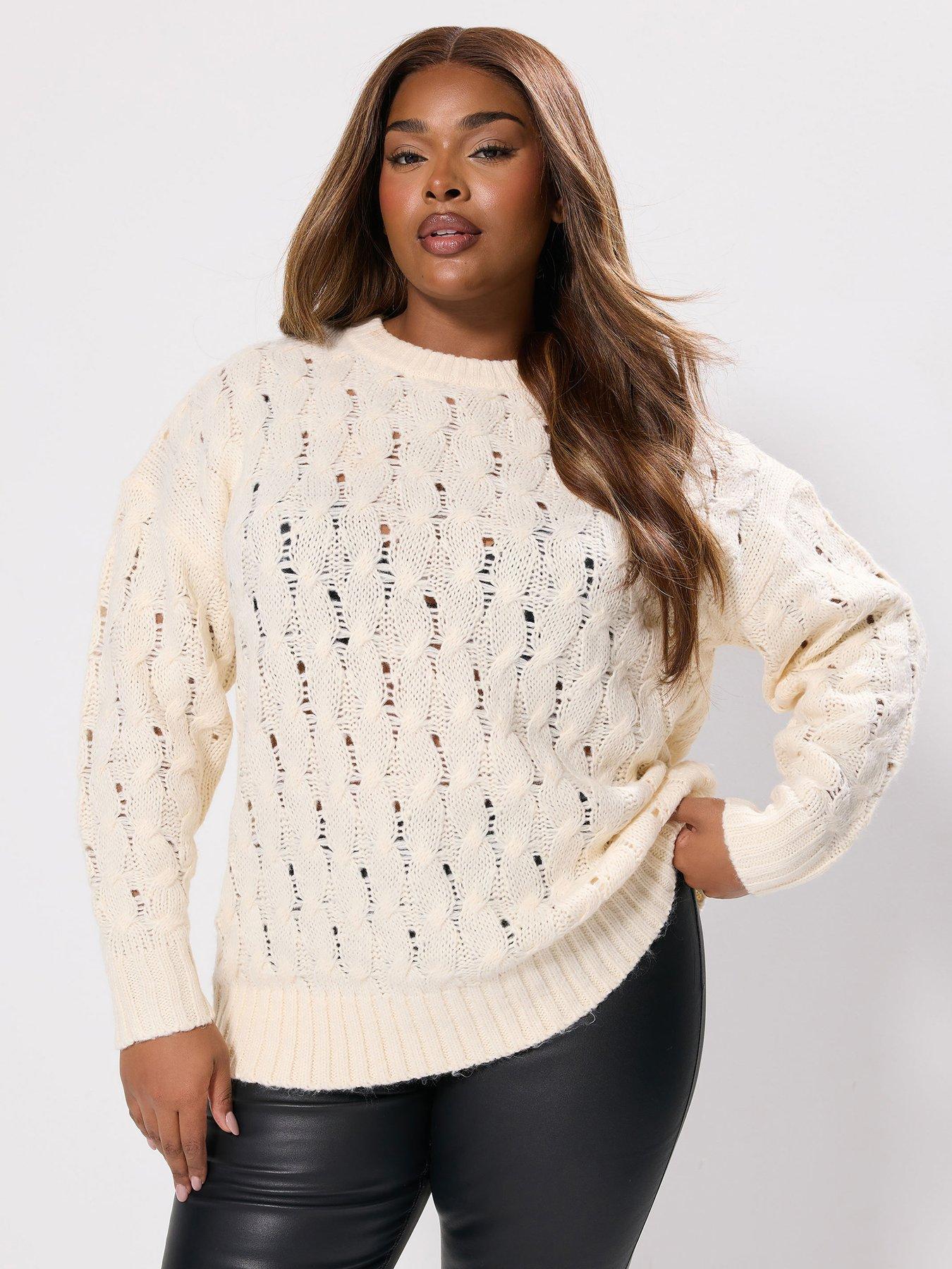yours-curve-cable-knit-crew-neck-jumper-ivory
