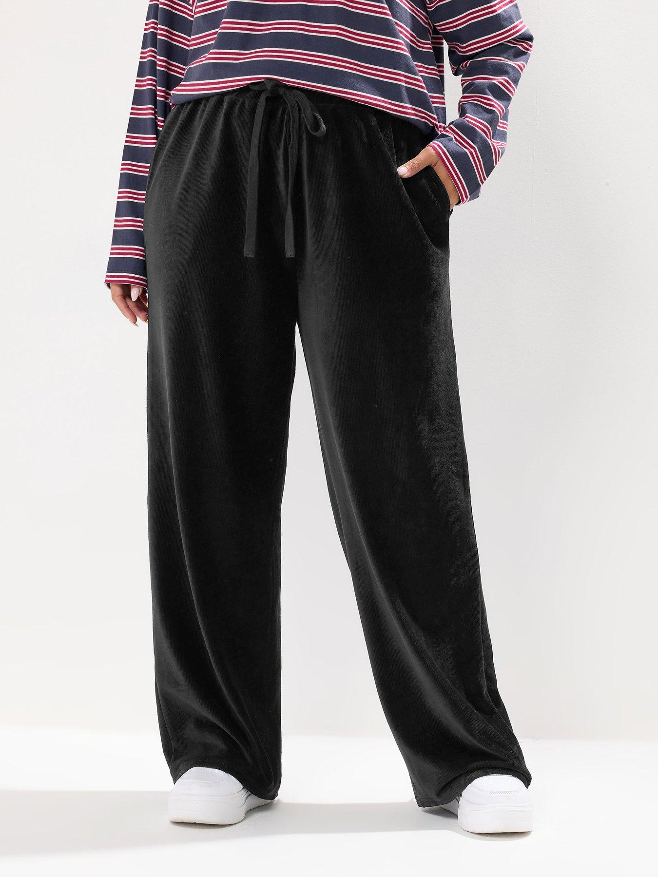 Image 1 of 4 of Yours Curve Cord Drawstring Pull On Trouser - Black