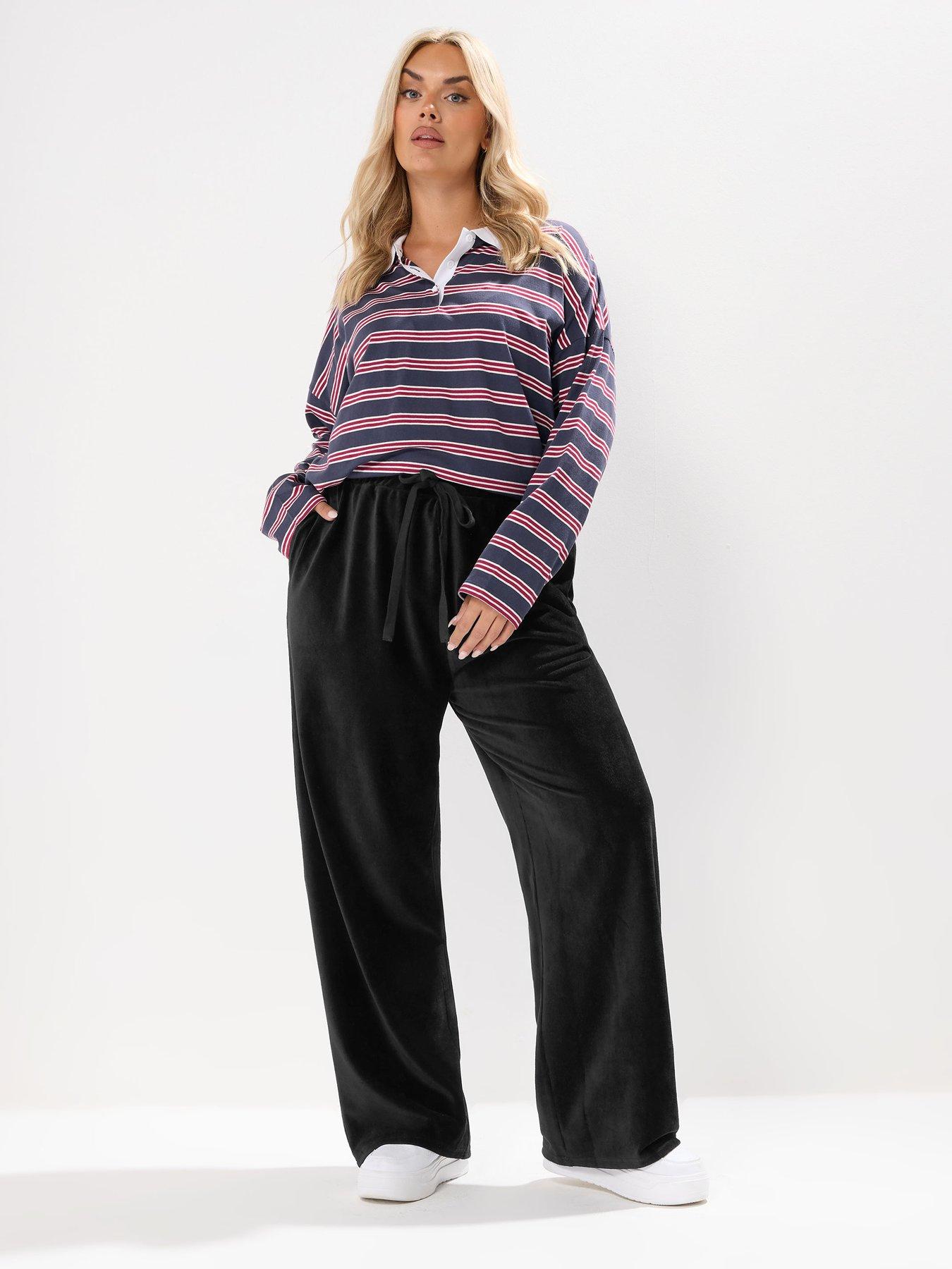 Image 3 of 4 of Yours Curve Cord Drawstring Pull On Trouser - Black