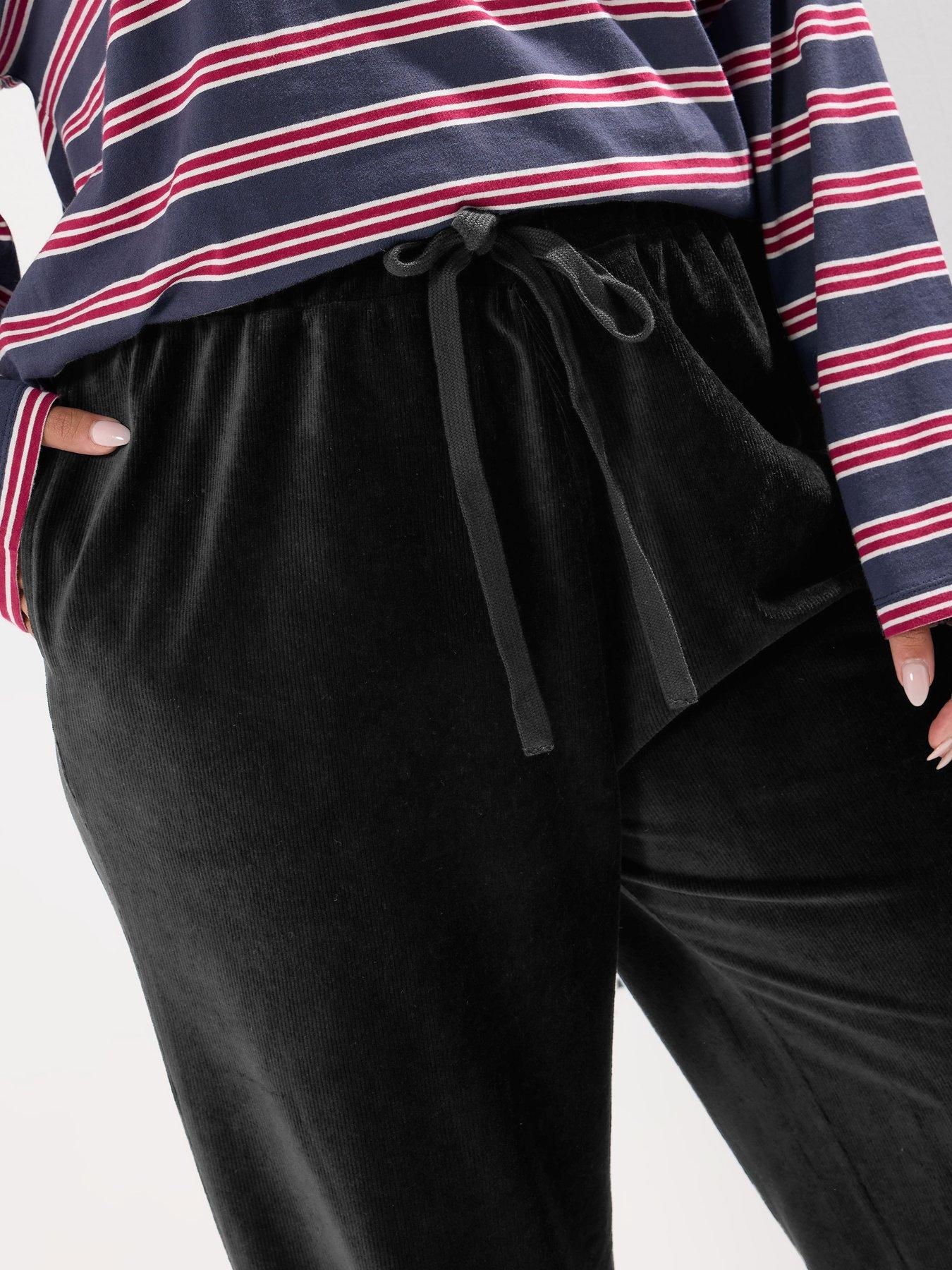 Image 4 of 4 of Yours Curve Cord Drawstring Pull On Trouser - Black