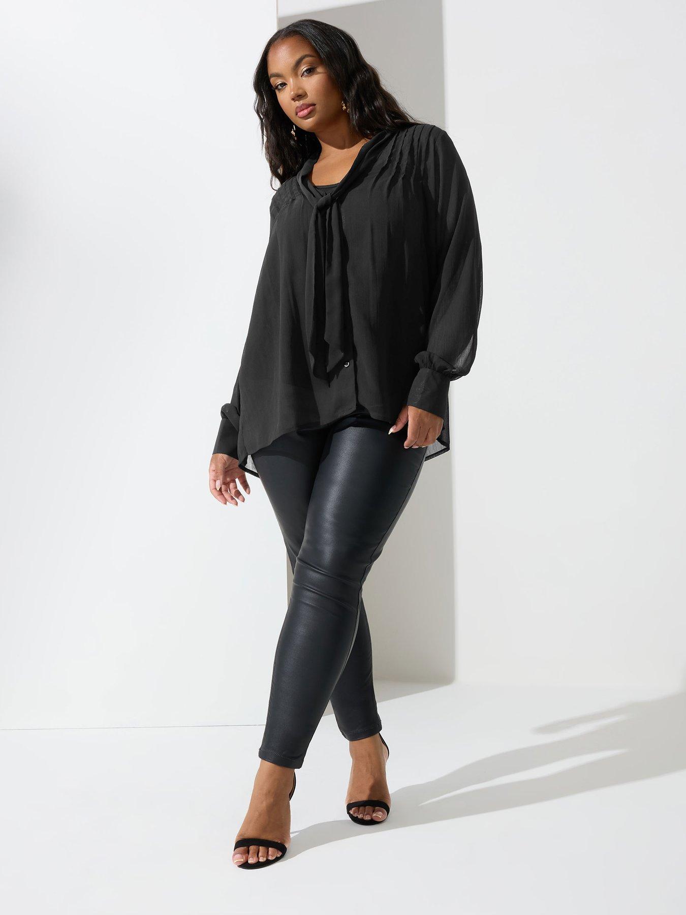 yours-curve-pleated-bow-blouse-blackback