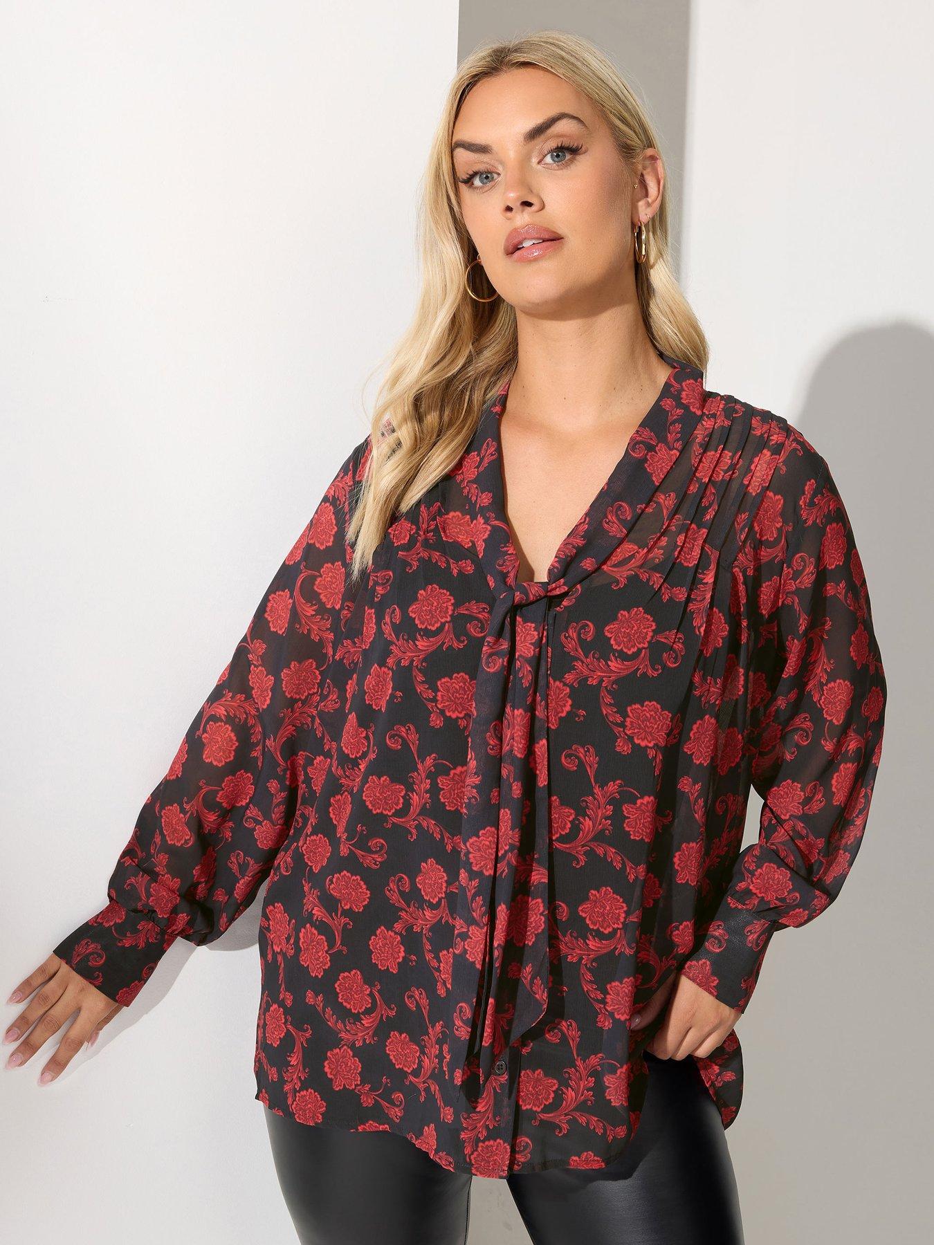 yours-curve-pleated-bow-blouse-black