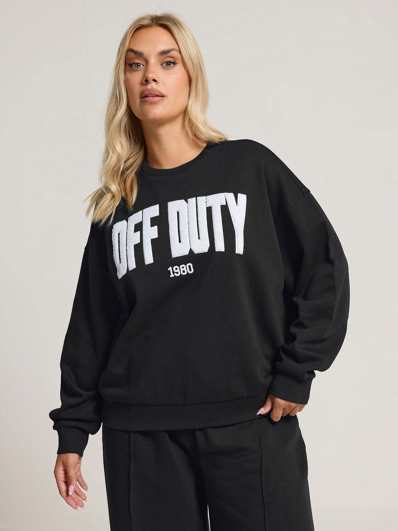 Image 1 of 4 of Yours Curve Off Duty Crew Neck Sweatshirt - Black