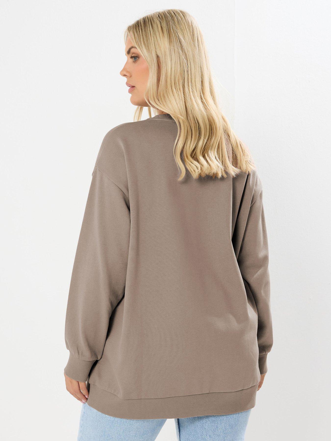 Image 2 of 4 of Yours Curve Coffee Crew Neck Sweatshirt - Brown