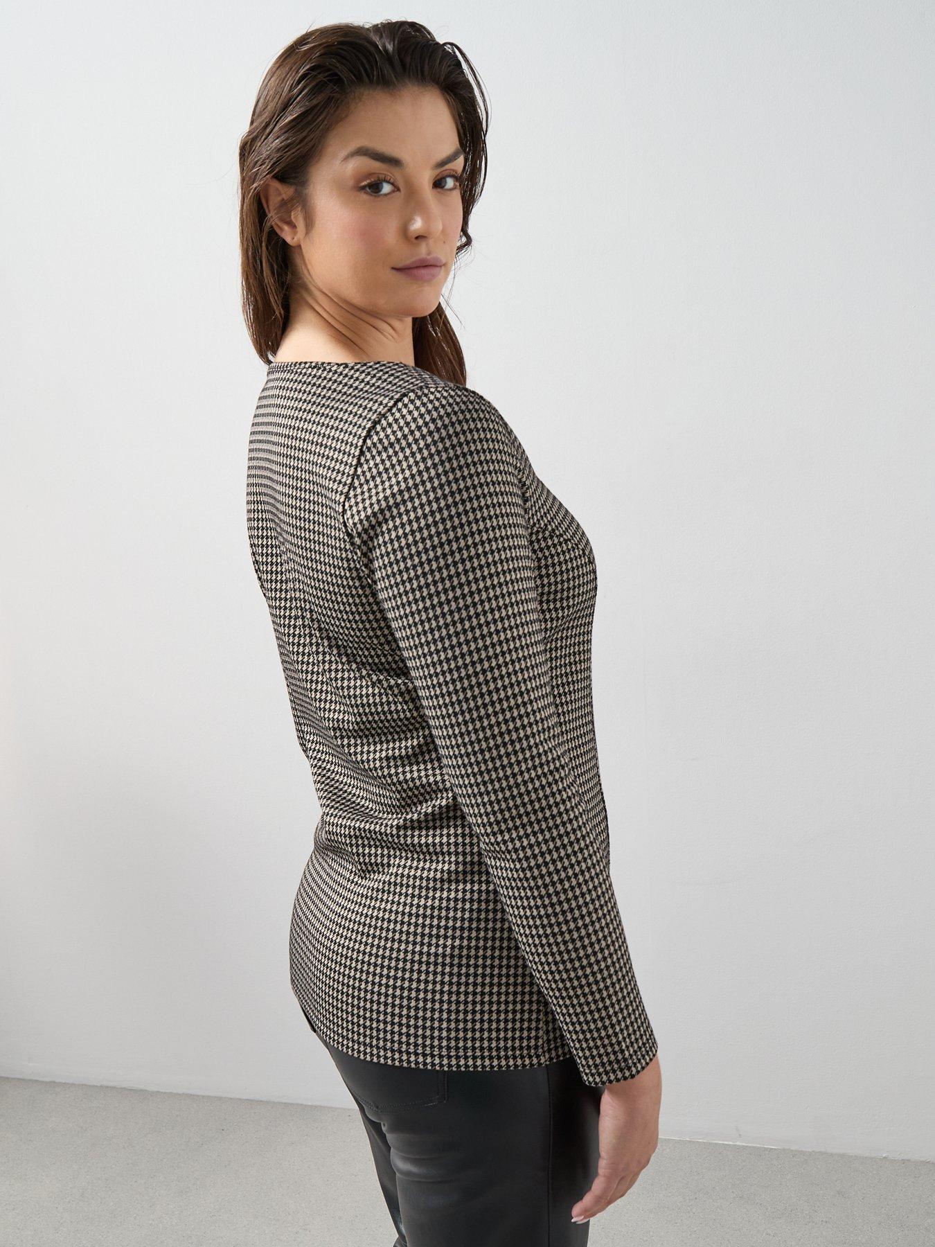 Image 6 of 6 of The Very Collection Curve Stretch Check Peplum Top