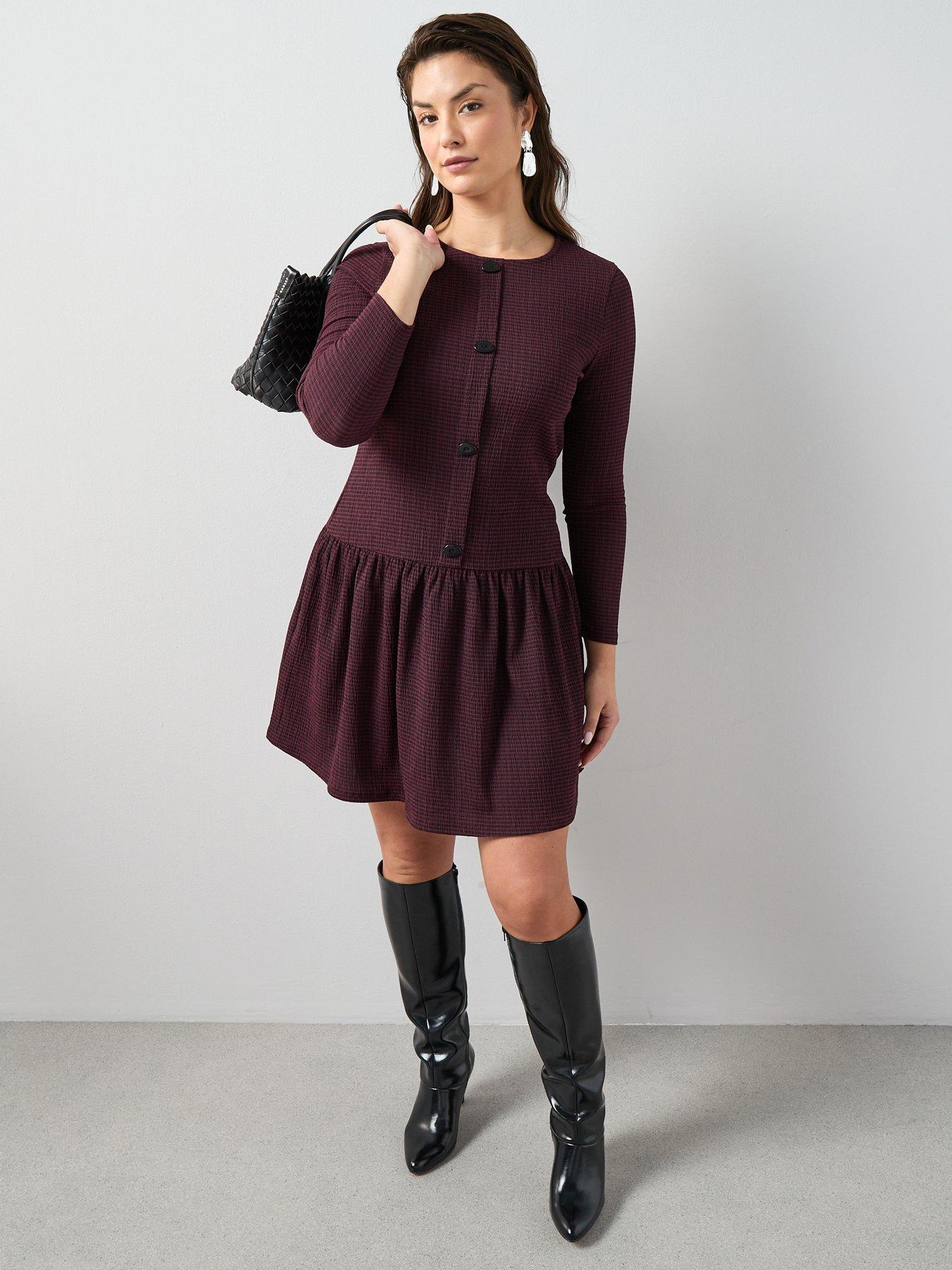 the-very-collection-curve-stretch-check-dropped-waist-mini-dress-multifront