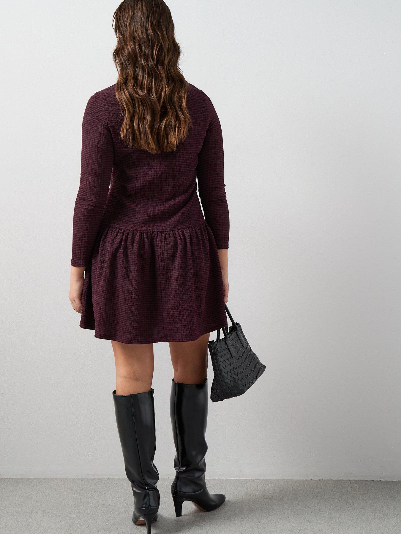 the-very-collection-curve-stretch-check-dropped-waist-mini-dress-multistillFront