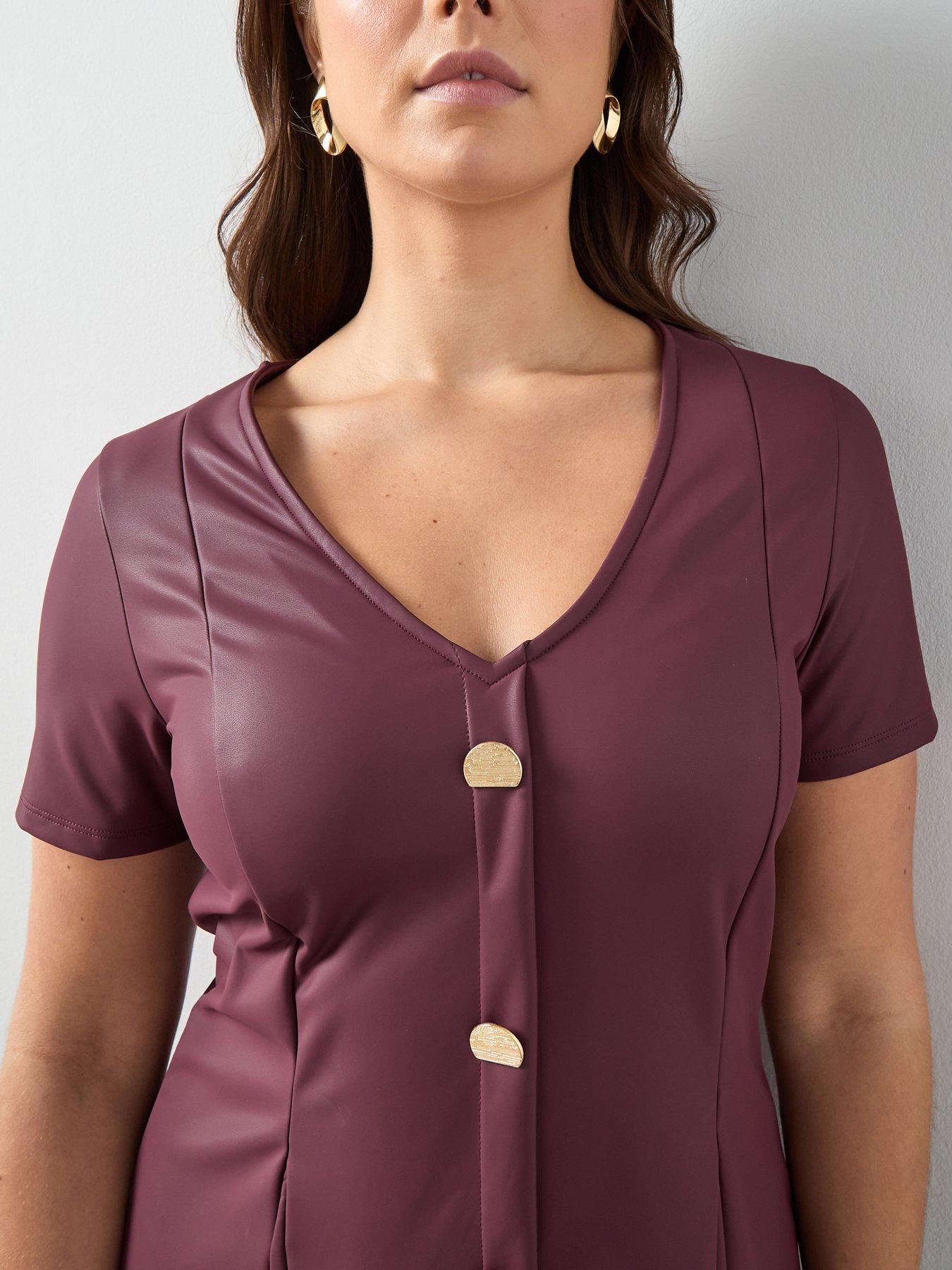 the-very-collection-curve-stretch-pu-button-detail-mini-dress-redoutfit