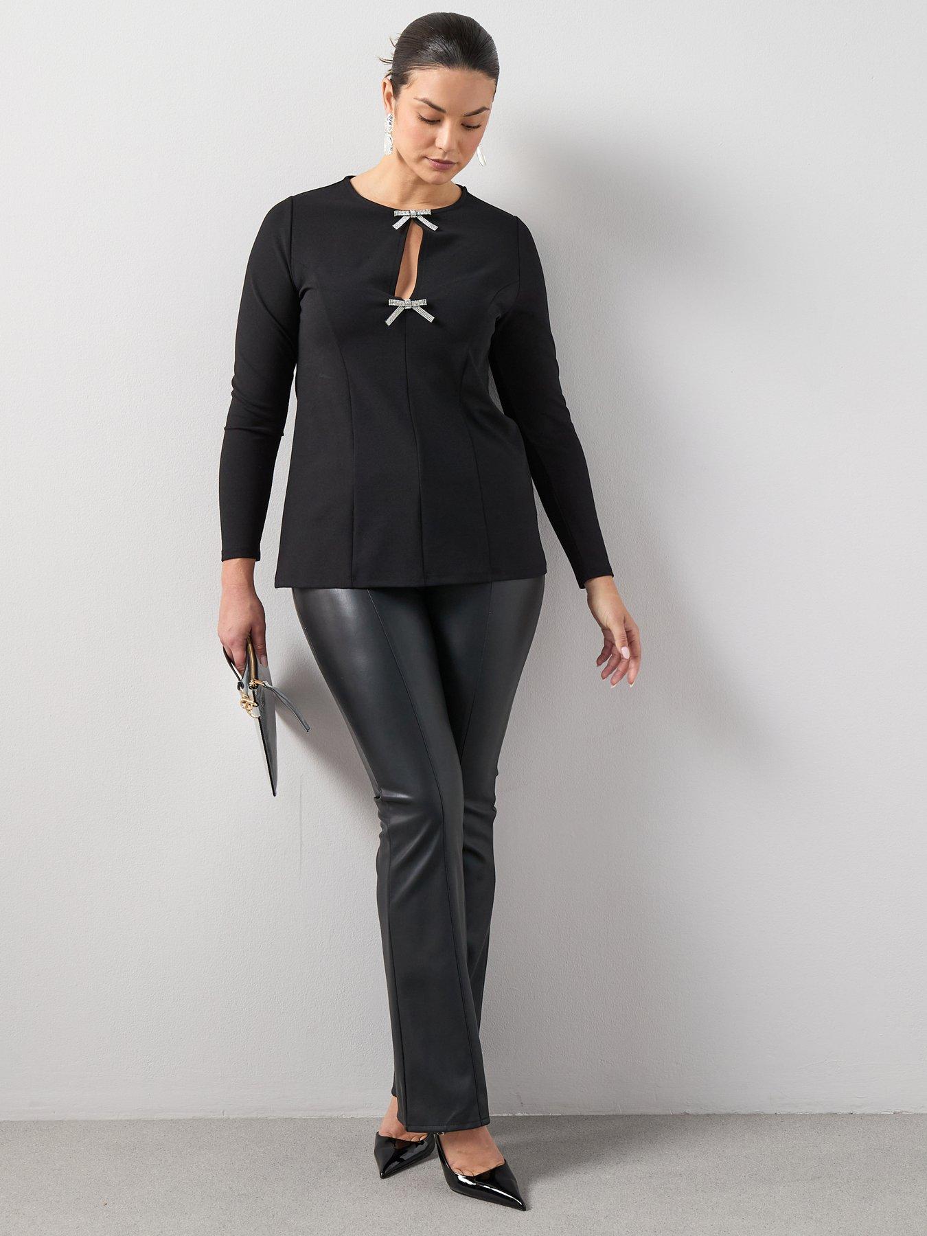the-very-collection-curve-bow-detail-long-sleeve-top-black